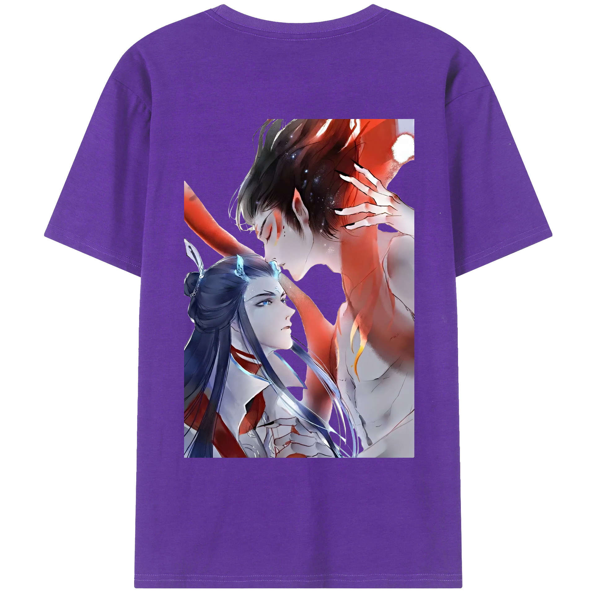（画像用） Ne Zha 2 ナタ 魔童の大暴れ 綿100％ メンズ半袖Tシャツ（バックプリント） 通気性