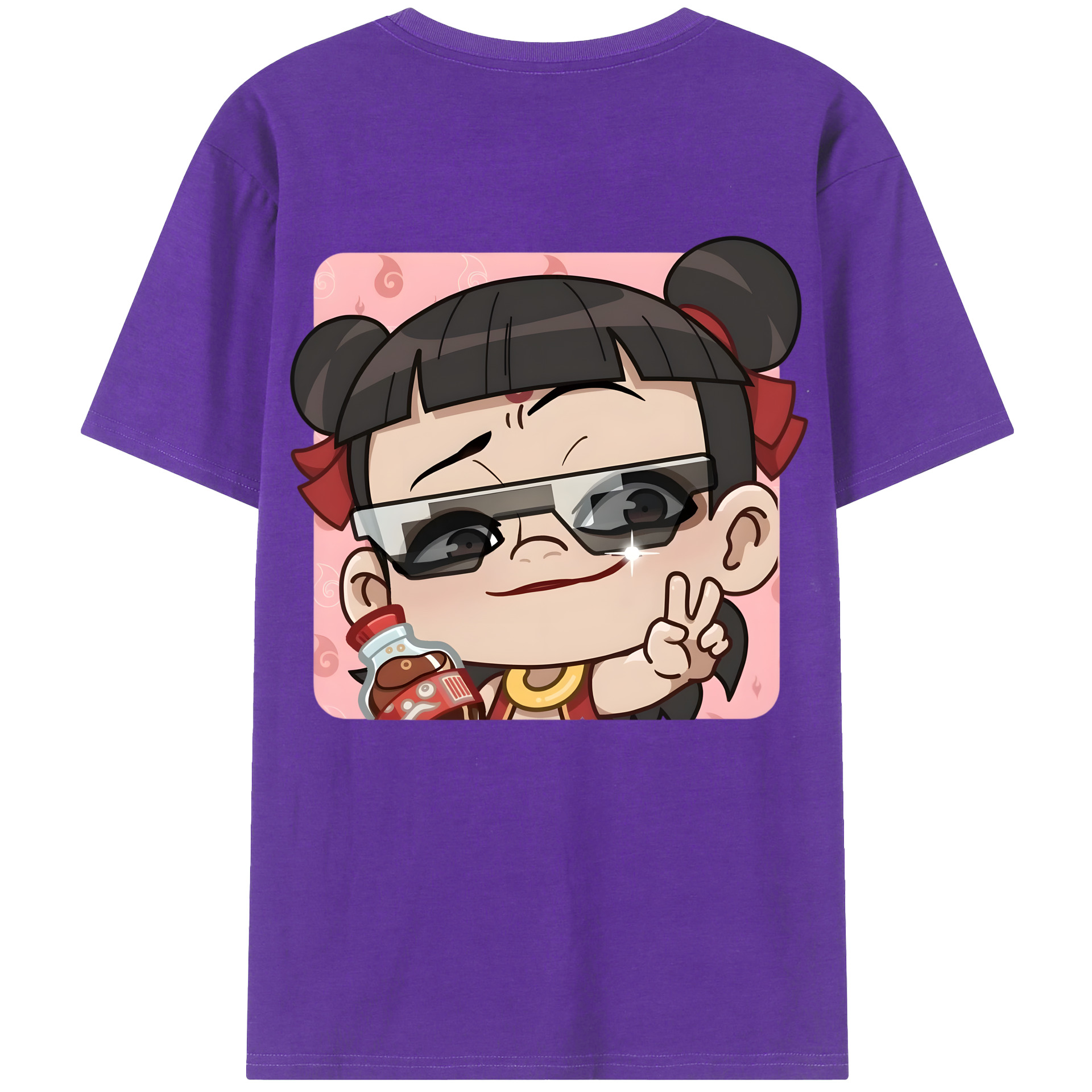 （画像用） Ne Zha 2 ナタ 魔童の大暴れ 綿100％ メンズ半袖Tシャツ（バックプリント） 通気性