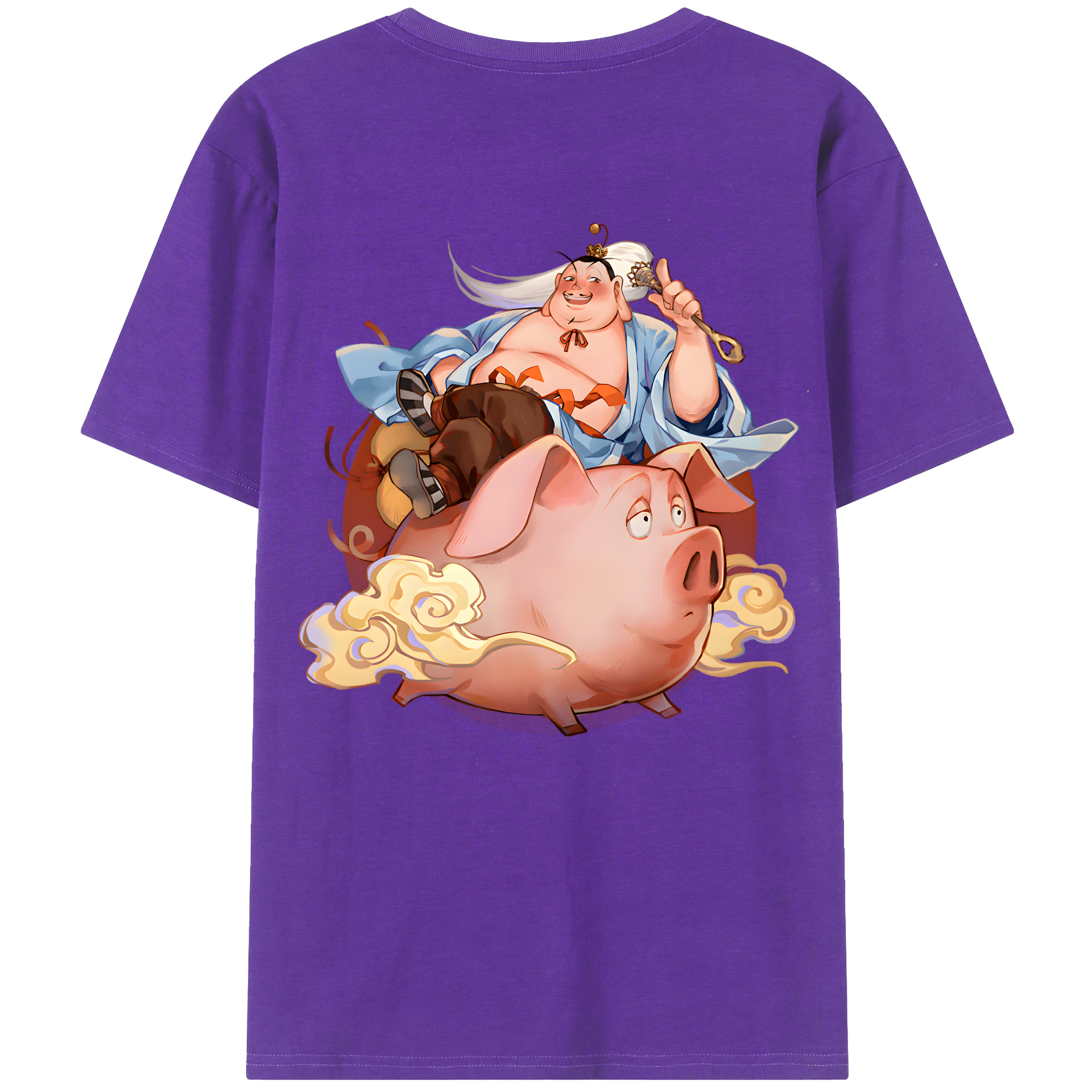 （画像用） Ne Zha 2 ナタ 魔童の大暴れ 綿100％ メンズ半袖Tシャツ（バックプリント） 通気性