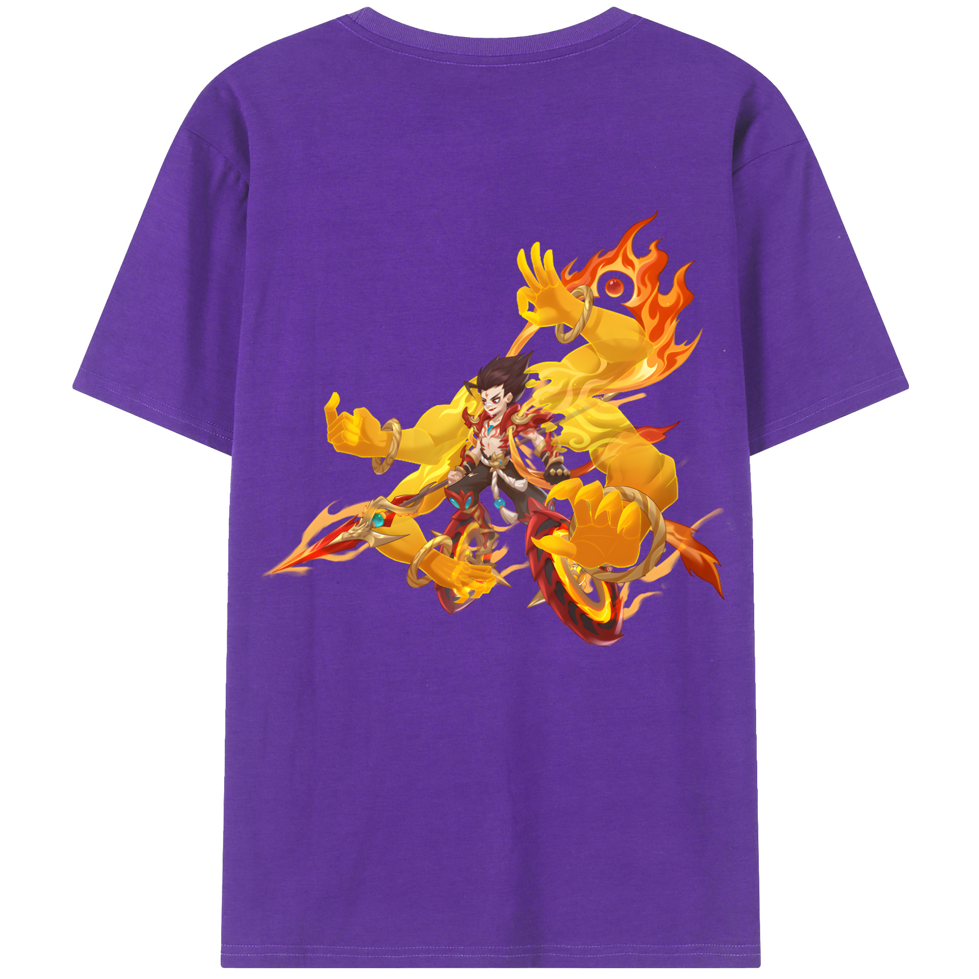（画像用） Ne Zha 2 ナタ 魔童の大暴れ 綿100％ メンズ半袖Tシャツ（バックプリント） 通気性