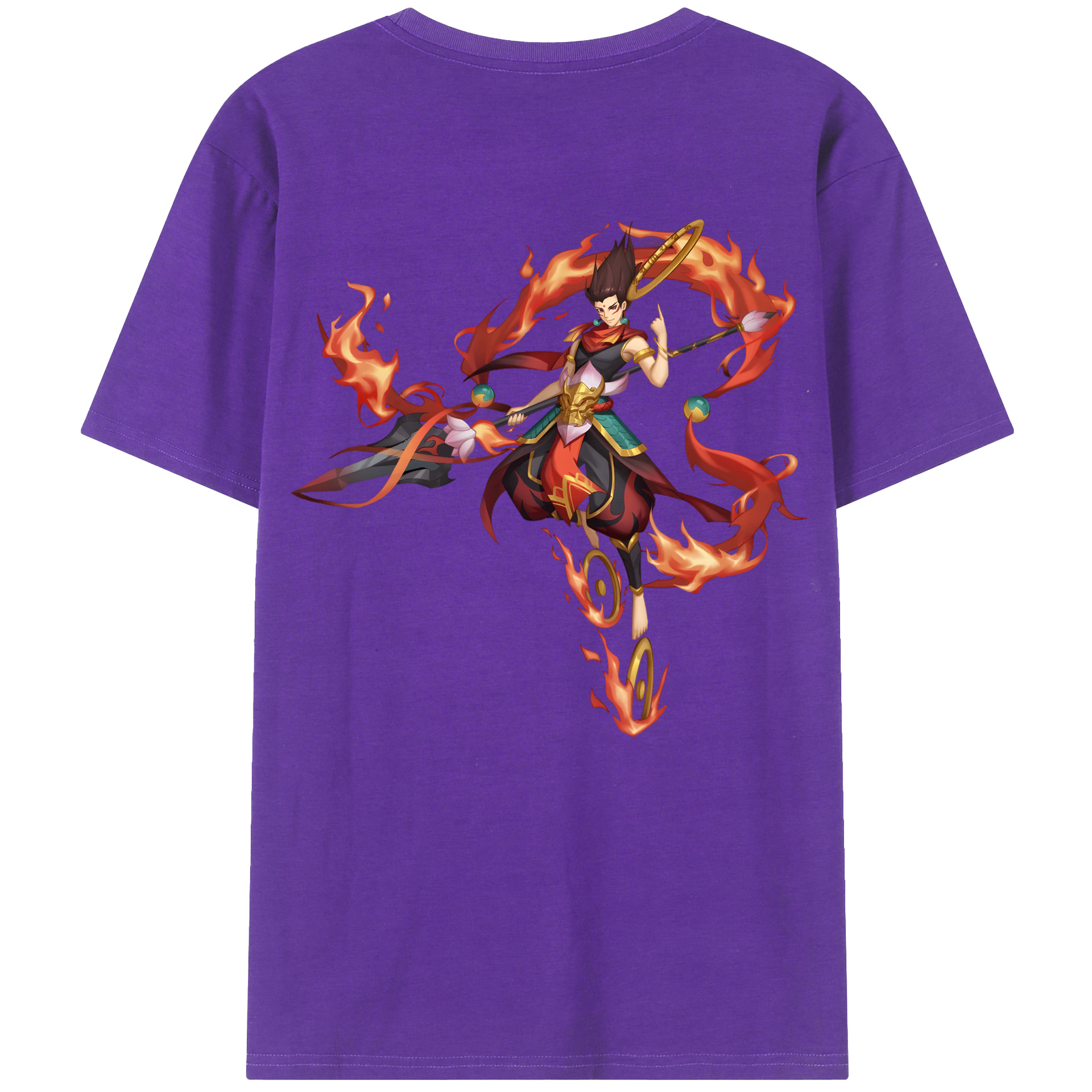 （画像用） Ne Zha 2 ナタ 魔童の大暴れ 綿100％ メンズ半袖Tシャツ（バックプリント） 通気性