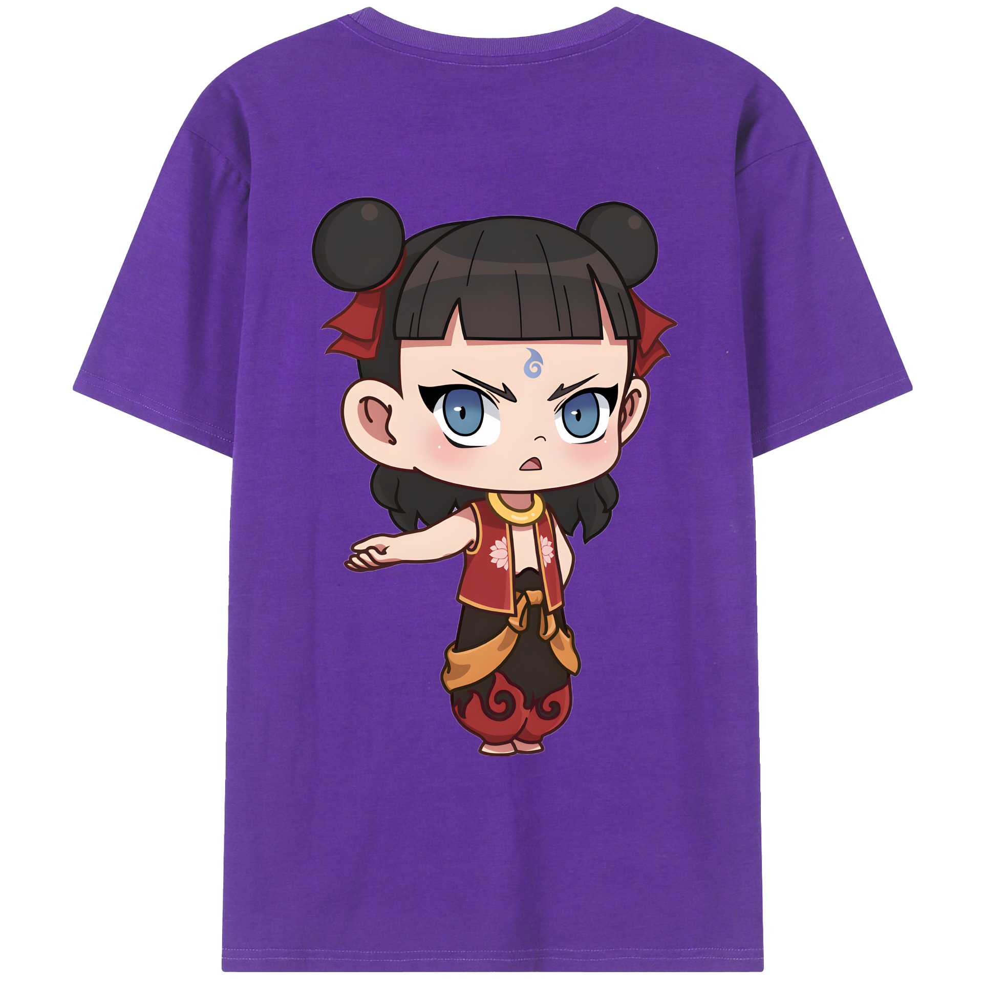 （画像用） Ne Zha 2 ナタ 魔童の大暴れ 綿100％ メンズ半袖Tシャツ（バックプリント） 通気性