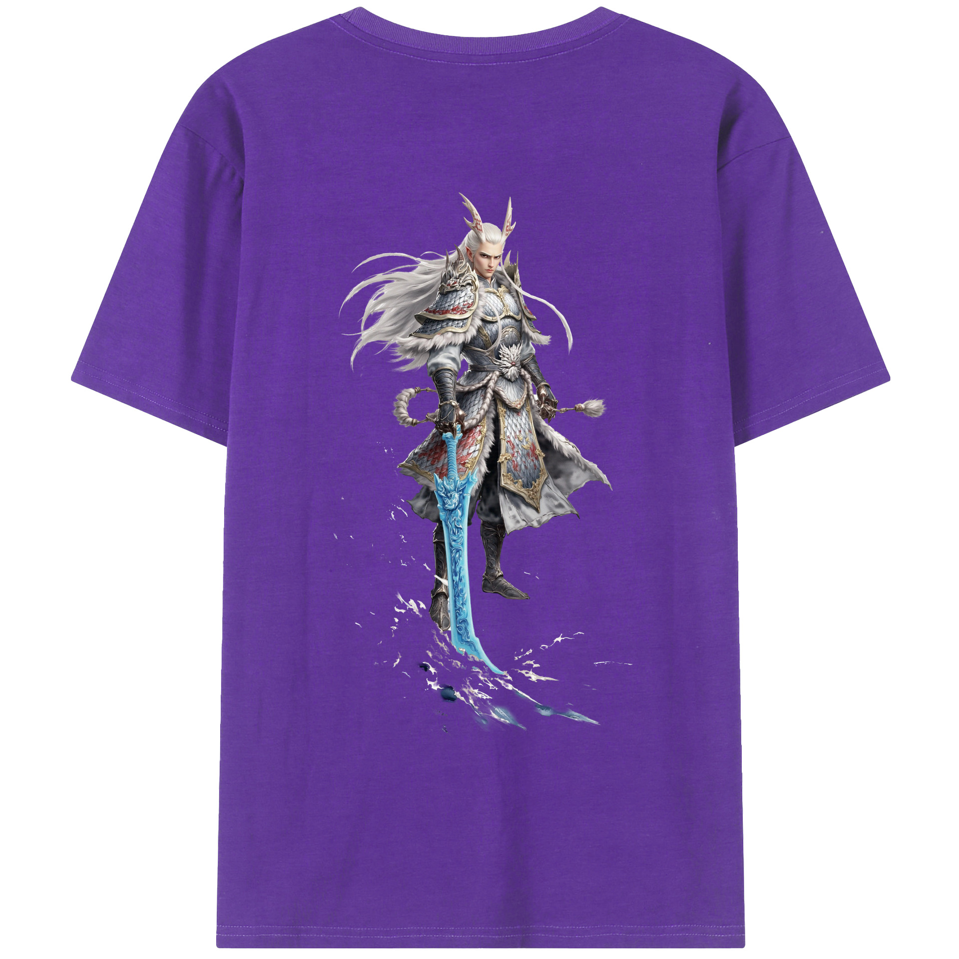 （画像用） Ne Zha 2 ナタ 魔童の大暴れ 綿100％ メンズ半袖Tシャツ（バックプリント） 通気性