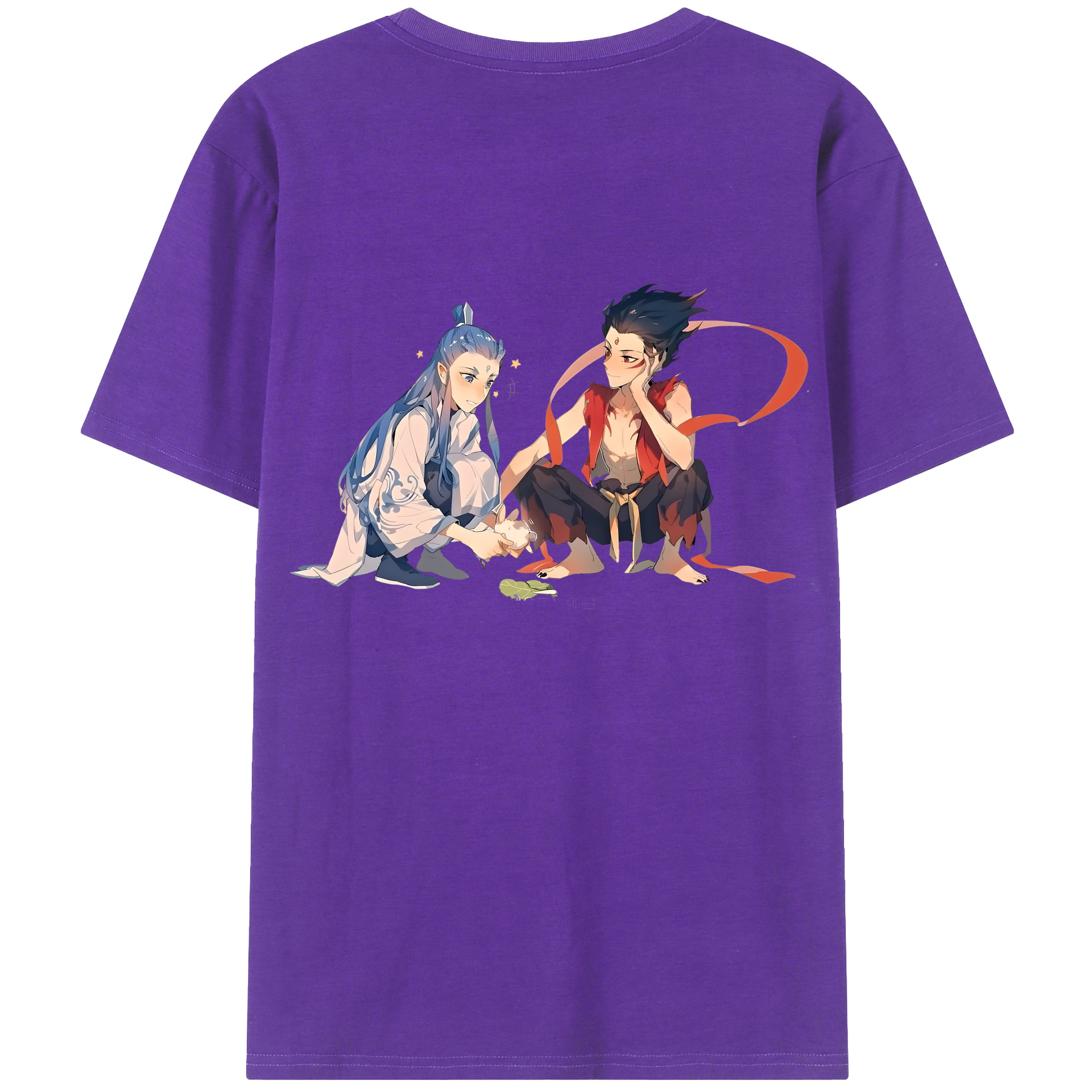 （画像用） Ne Zha 2 ナタ 魔童の大暴れ 綿100％ メンズ半袖Tシャツ（バックプリント） 通気性