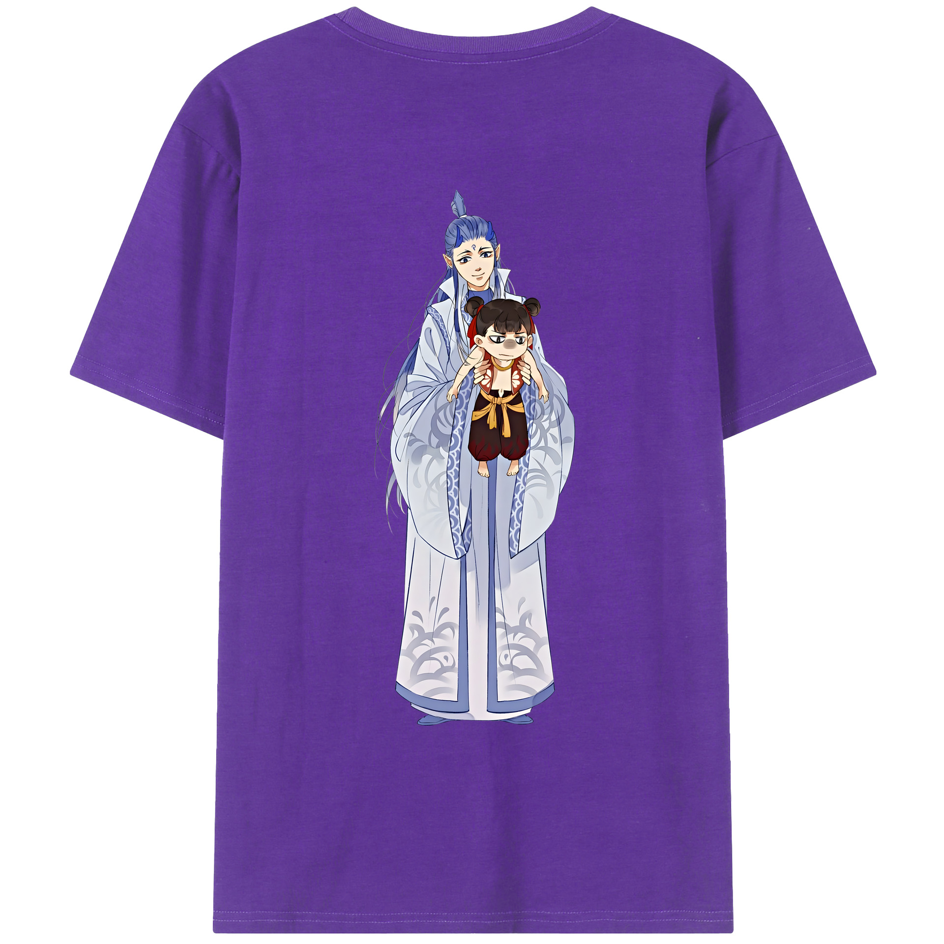 （画像用） Ne Zha 2 ナタ 魔童の大暴れ 綿100％ メンズ半袖Tシャツ（バックプリント） 通気性