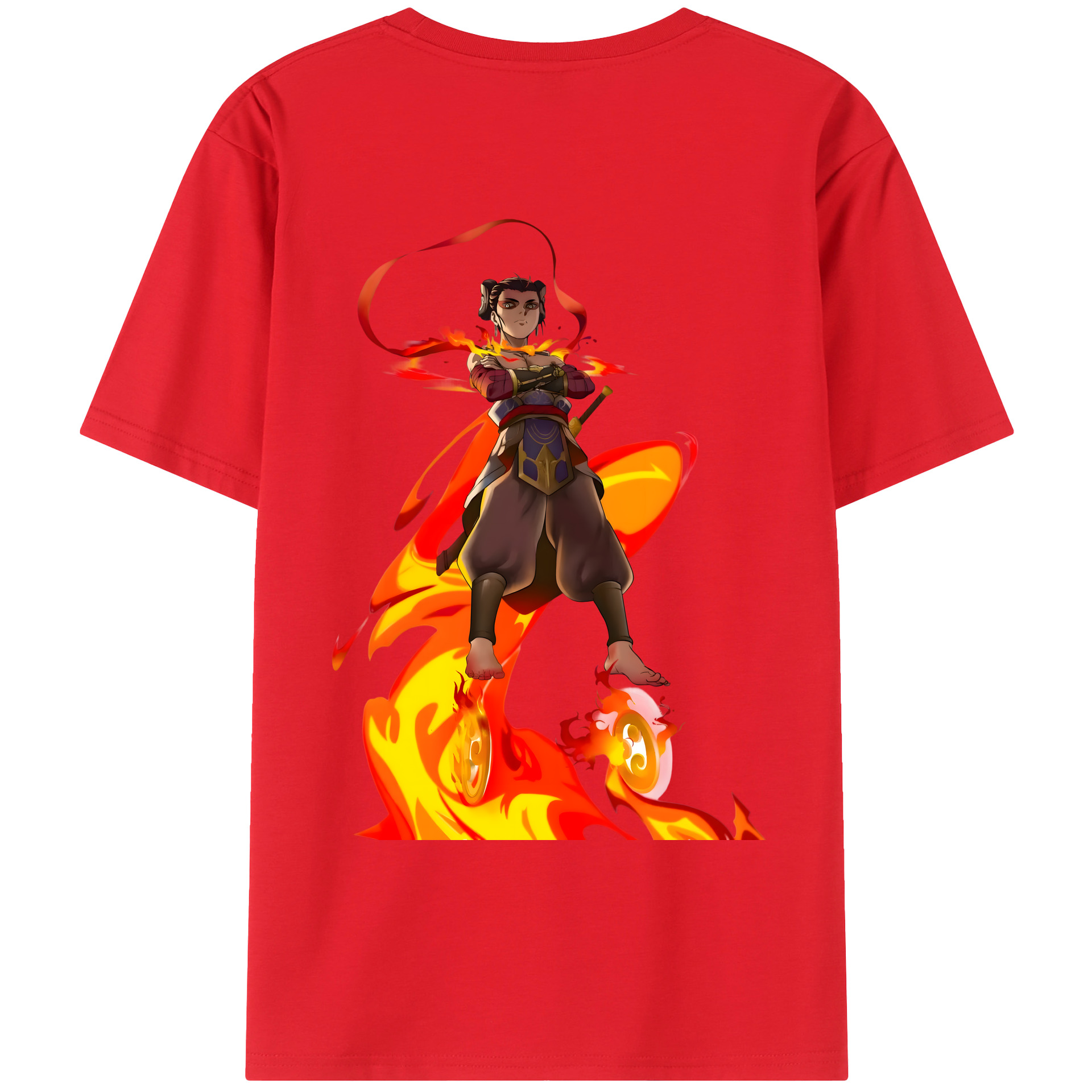 （画像用） Ne Zha 2 ナタ 魔童の大暴れ 綿100％ メンズ半袖Tシャツ（バックプリント） 通気性