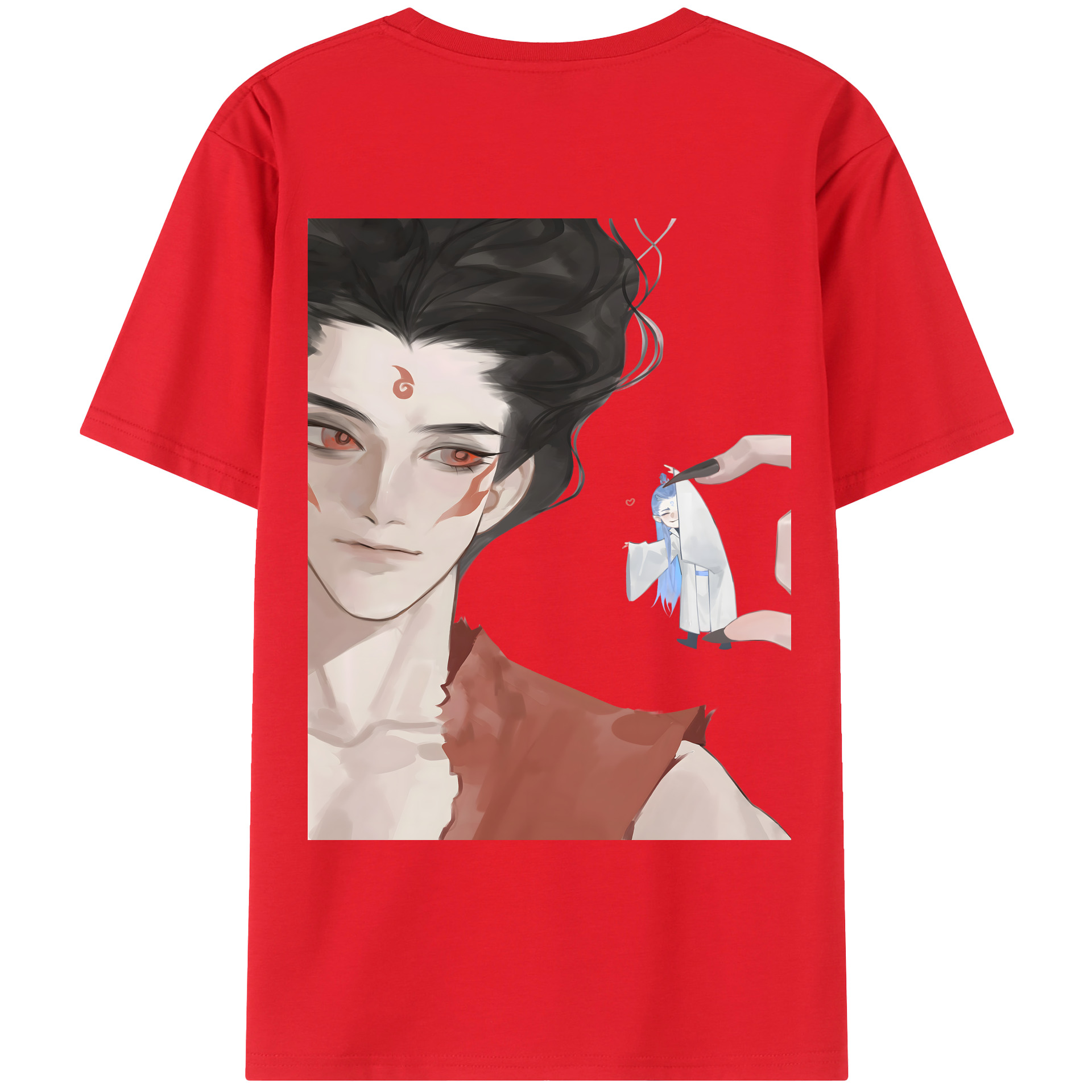 （画像用） Ne Zha 2 ナタ 魔童の大暴れ 綿100％ メンズ半袖Tシャツ（バックプリント） 通気性