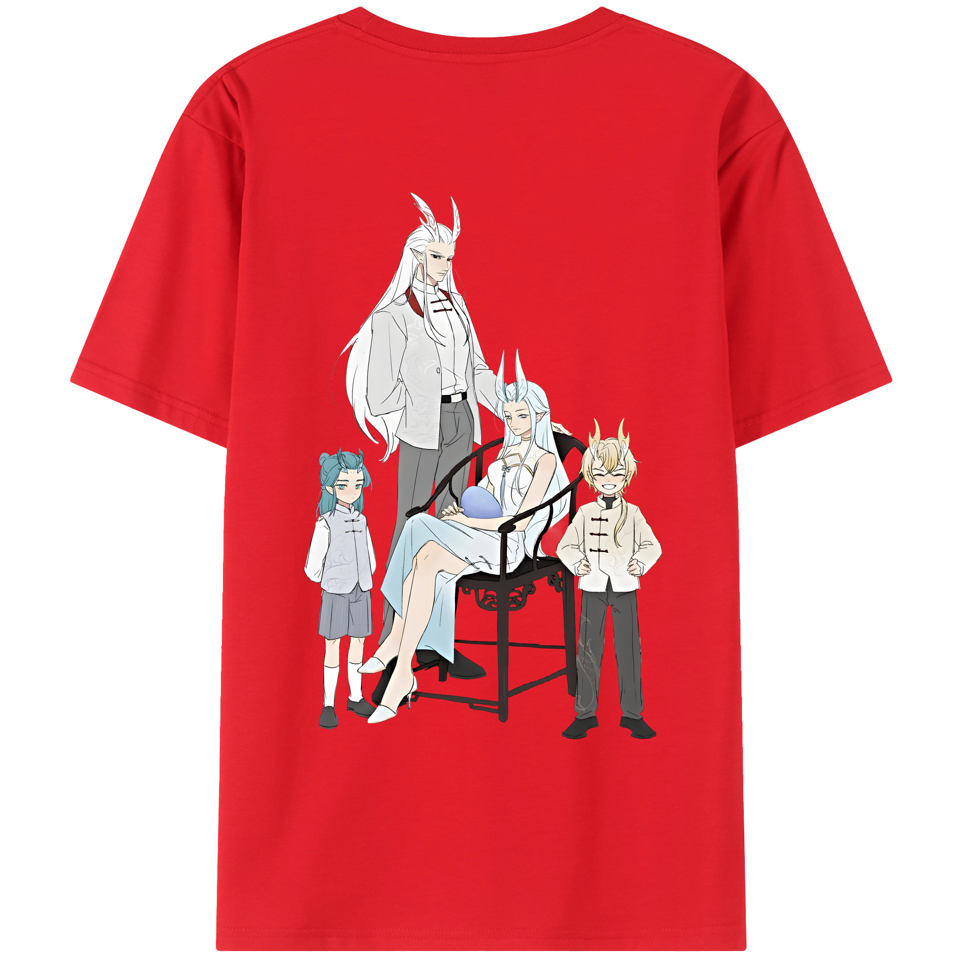 （画像用） Ne Zha 2 ナタ 魔童の大暴れ 綿100％ メンズ半袖Tシャツ（バックプリント） 通気性