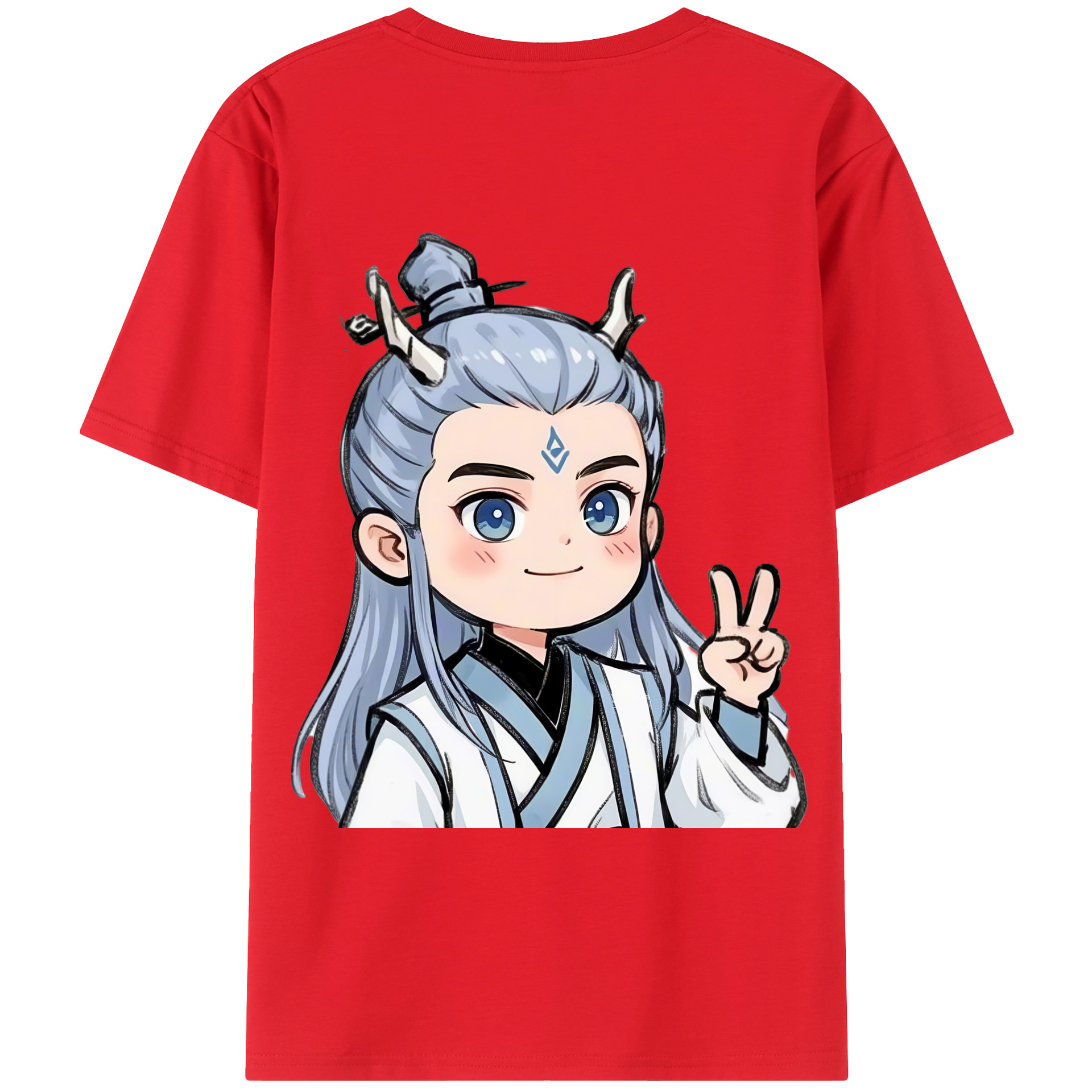 （画像用） Ne Zha 2 ナタ 魔童の大暴れ 綿100％ メンズ半袖Tシャツ（バックプリント） 通気性