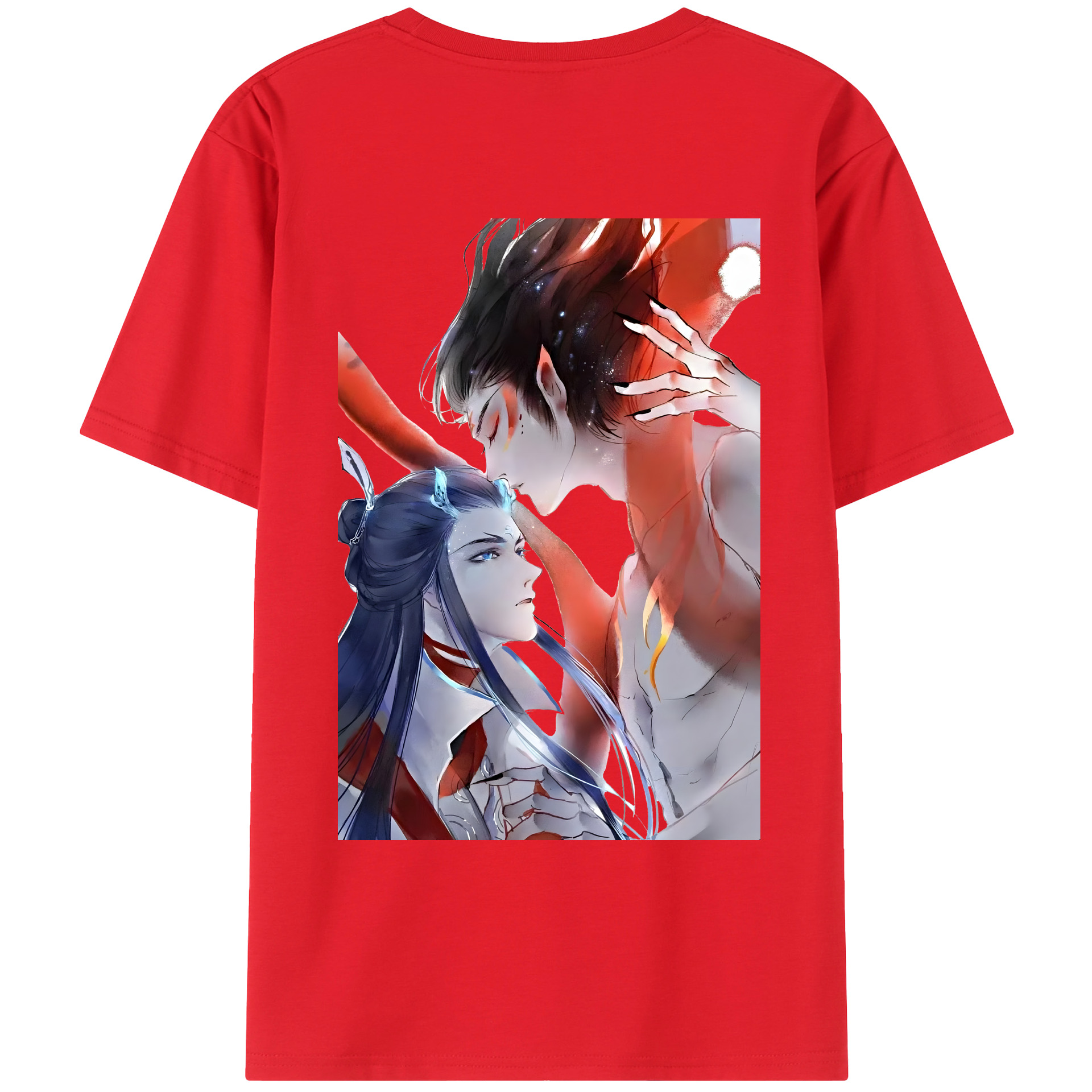 （画像用） Ne Zha 2 ナタ 魔童の大暴れ 綿100％ メンズ半袖Tシャツ（バックプリント） 通気性