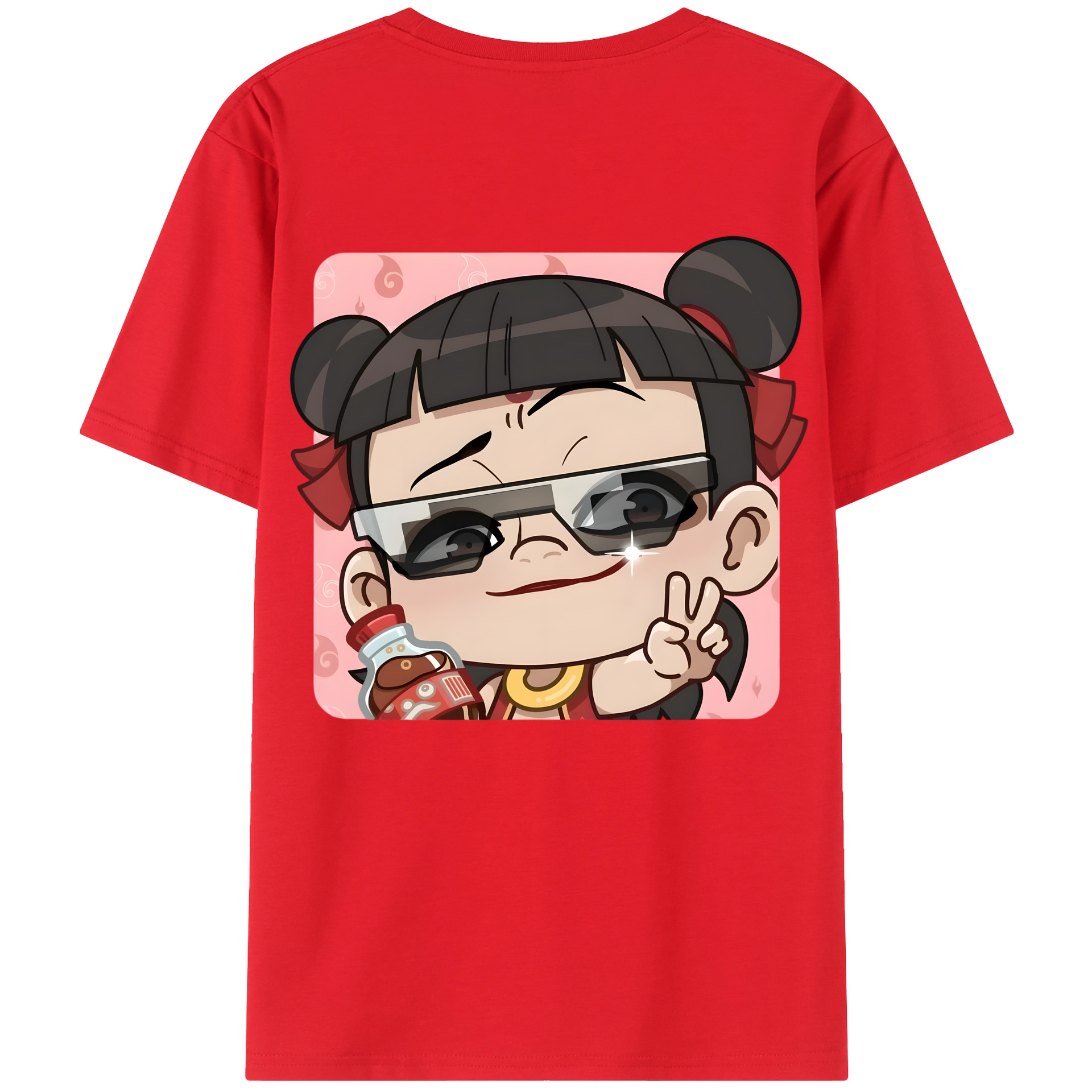 （画像用） Ne Zha 2 ナタ 魔童の大暴れ 綿100％ メンズ半袖Tシャツ（バックプリント） 通気性