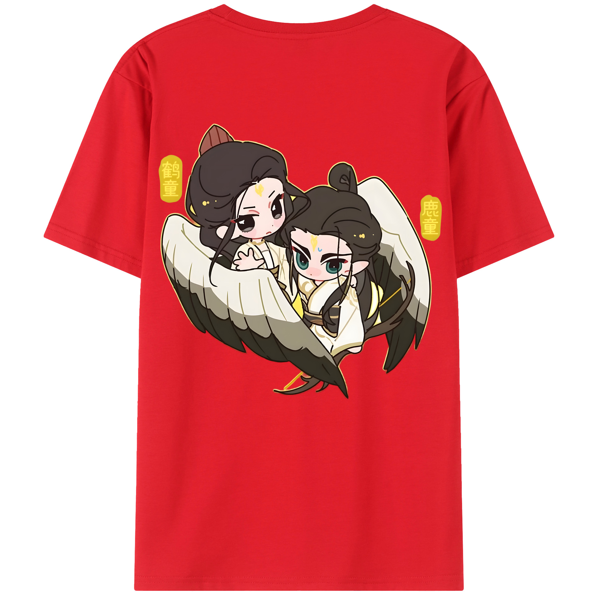 （画像用） Ne Zha 2 ナタ 魔童の大暴れ 綿100％ メンズ半袖Tシャツ（バックプリント） 通気性