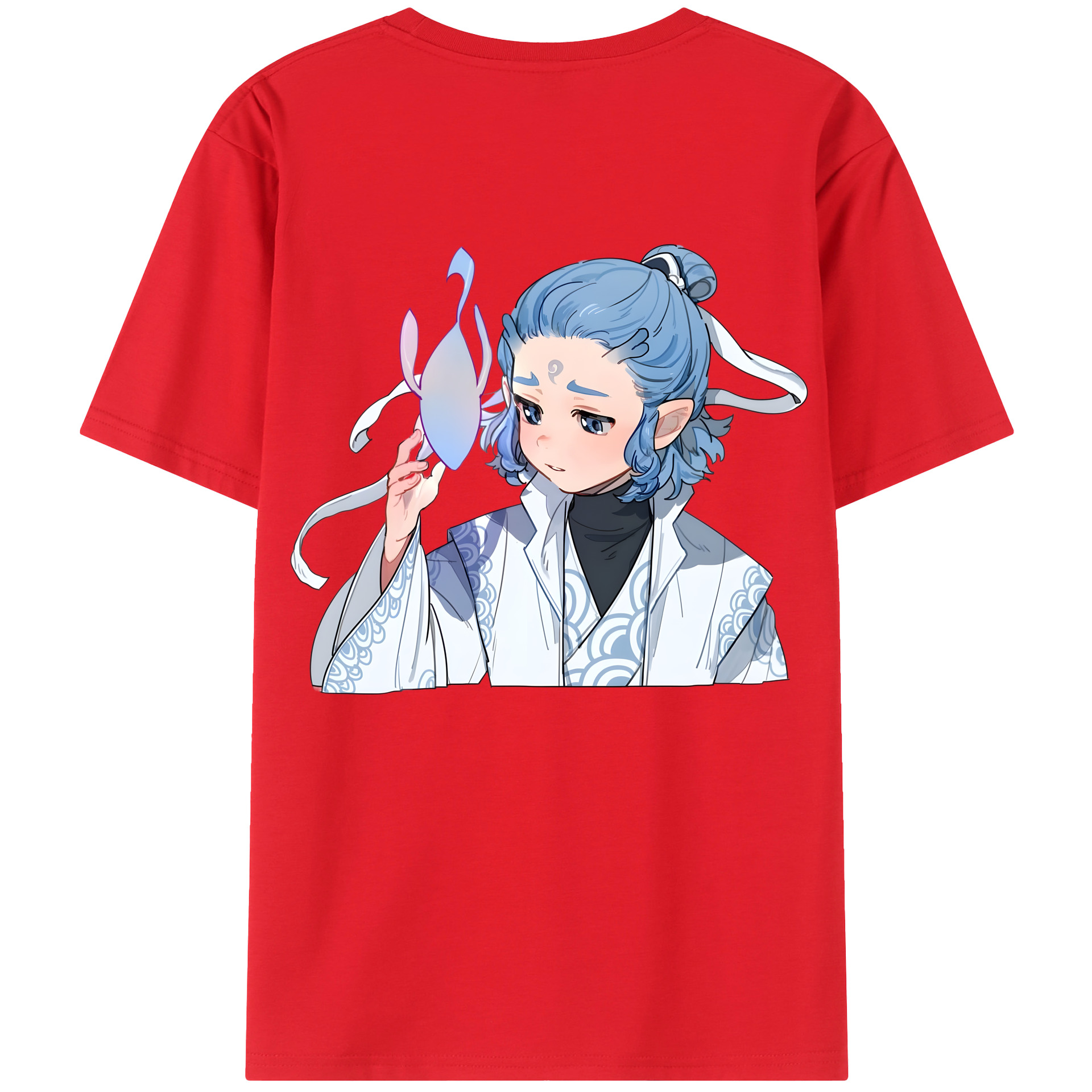 （画像用） Ne Zha 2 ナタ 魔童の大暴れ 綿100％ メンズ半袖Tシャツ（バックプリント） 通気性