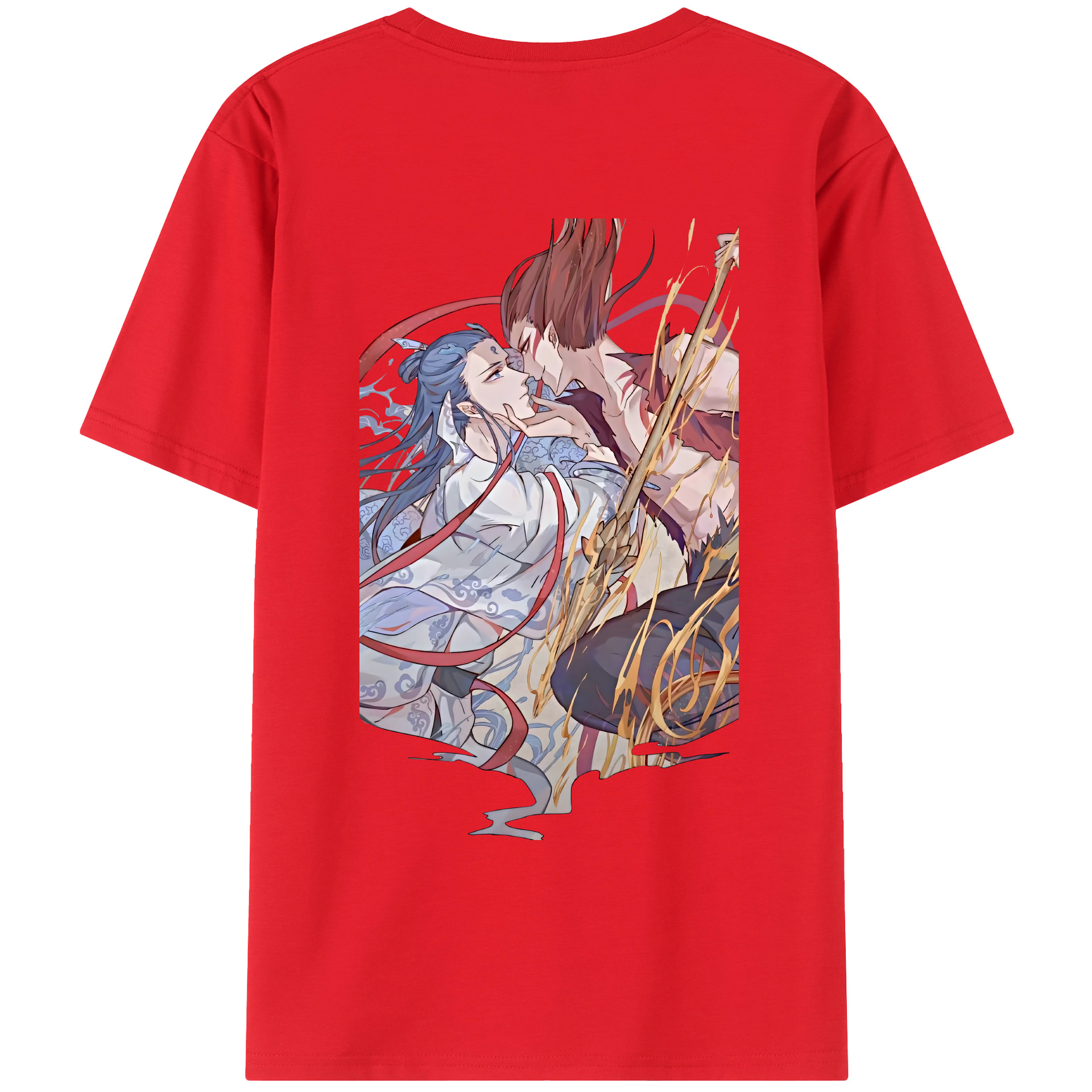 （画像用） Ne Zha 2 ナタ 魔童の大暴れ 綿100％ メンズ半袖Tシャツ（バックプリント） 通気性