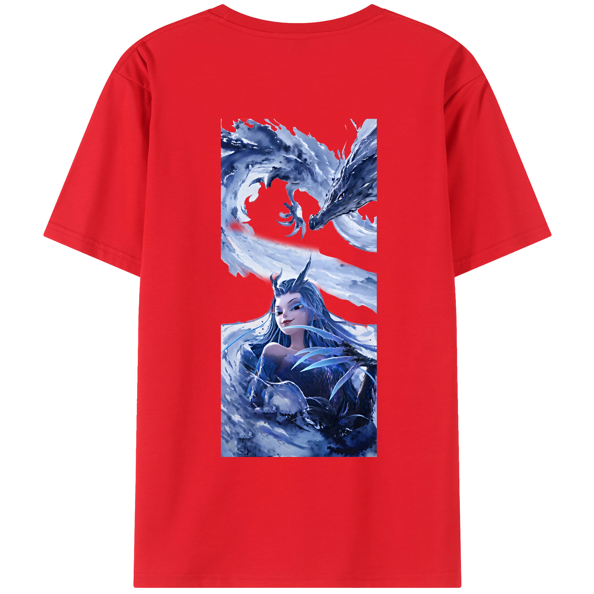 （画像用） Ne Zha 2 ナタ 魔童の大暴れ 綿100％ メンズ半袖Tシャツ（バックプリント） 通気性