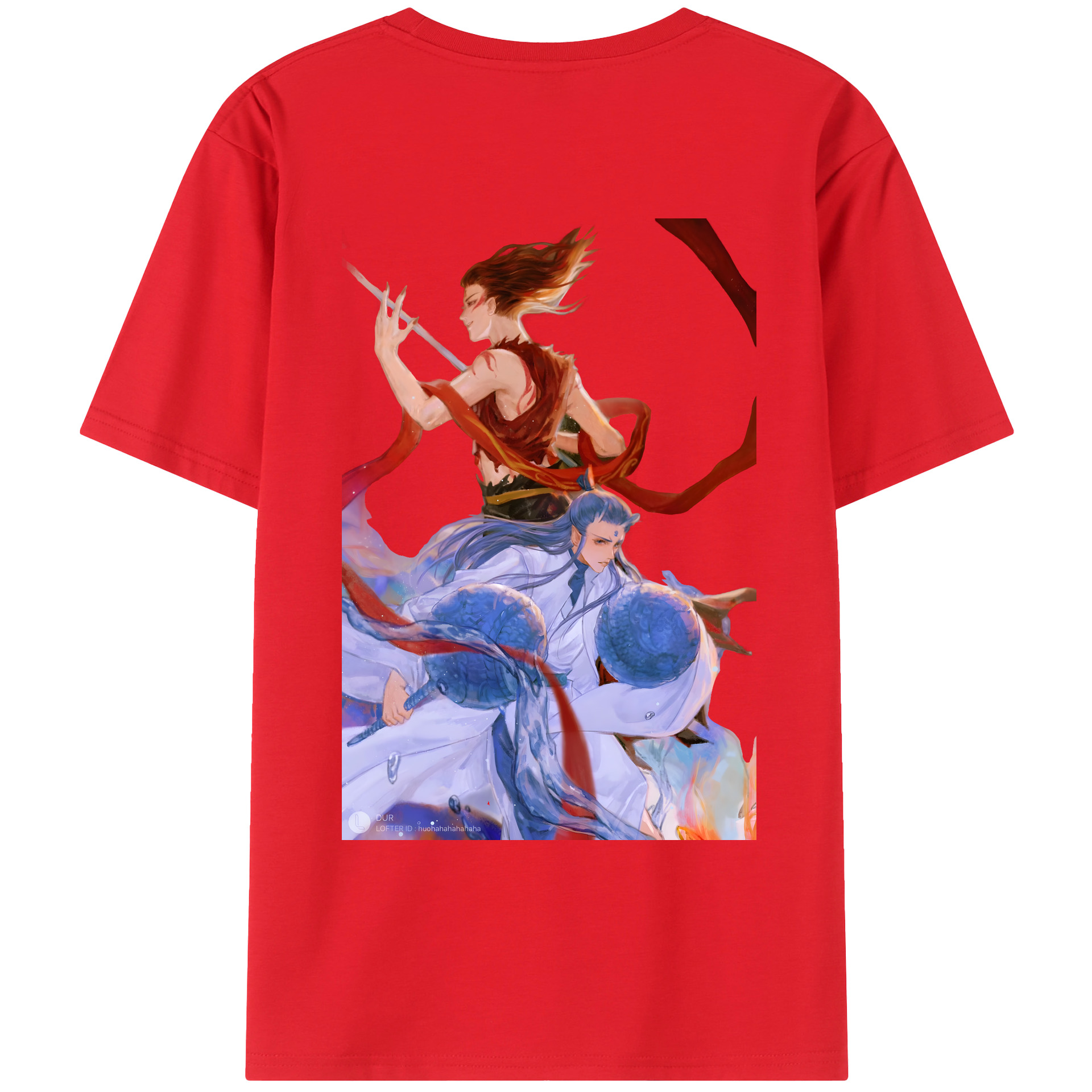 （画像用） Ne Zha 2 ナタ 魔童の大暴れ 綿100％ メンズ半袖Tシャツ（バックプリント） 通気性