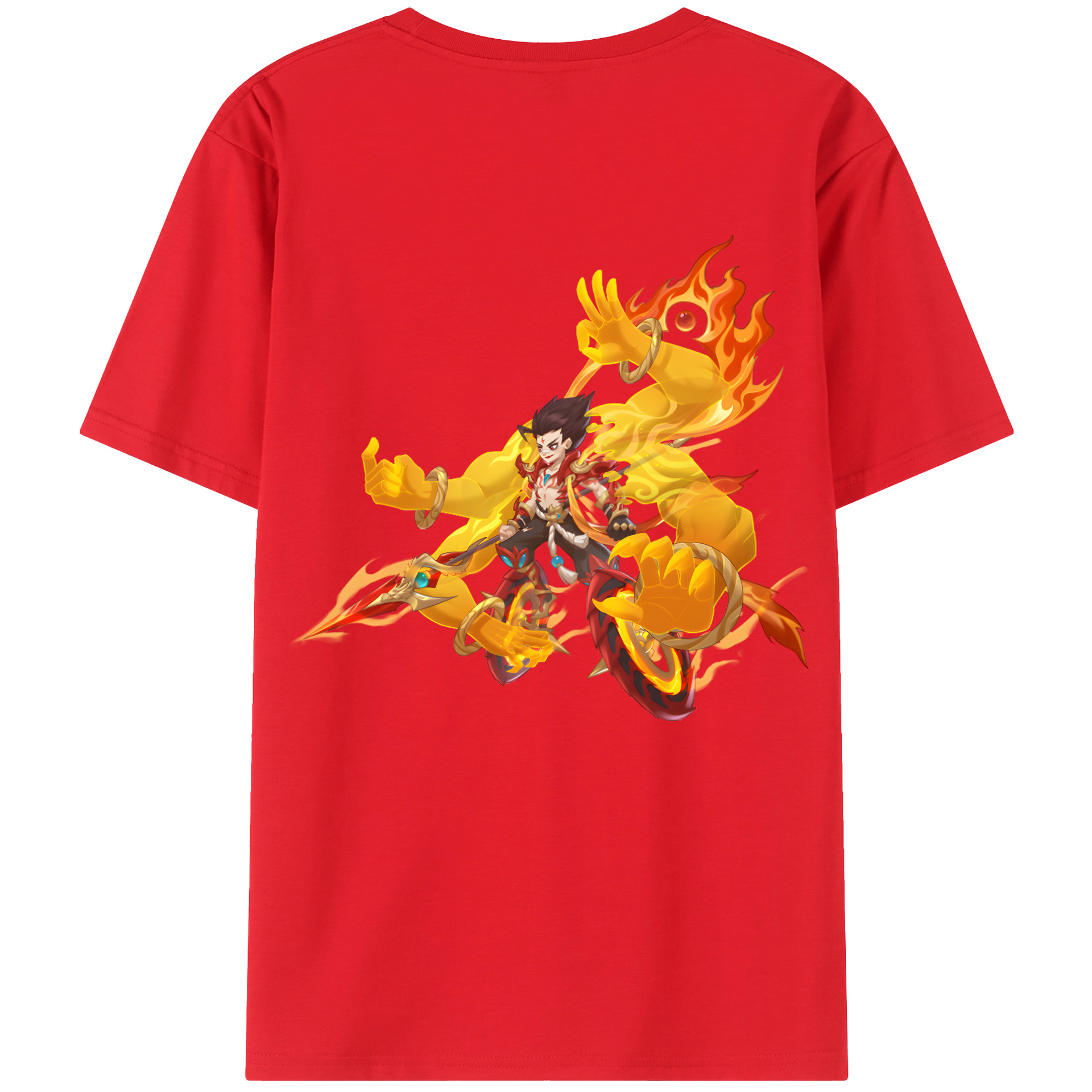 （画像用） Ne Zha 2 ナタ 魔童の大暴れ 綿100％ メンズ半袖Tシャツ（バックプリント） 通気性