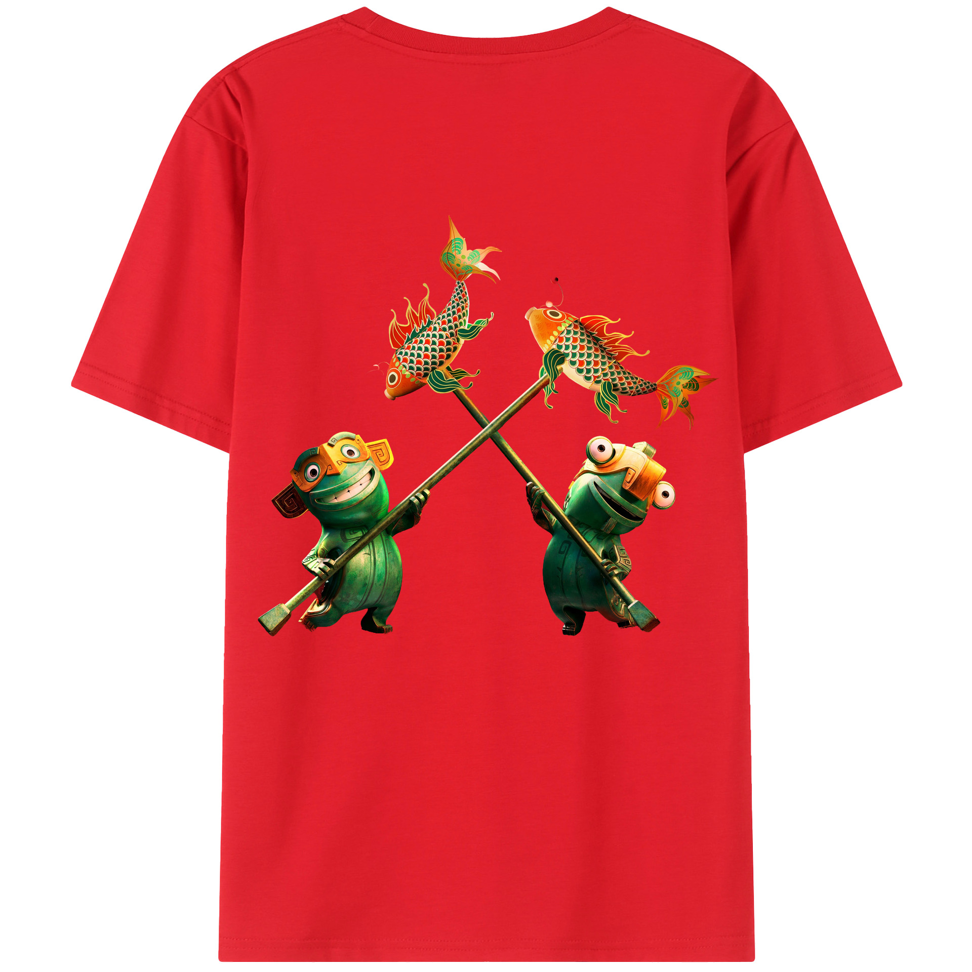 （画像用） Ne Zha 2 ナタ 魔童の大暴れ 綿100％ メンズ半袖Tシャツ（バックプリント） 通気性