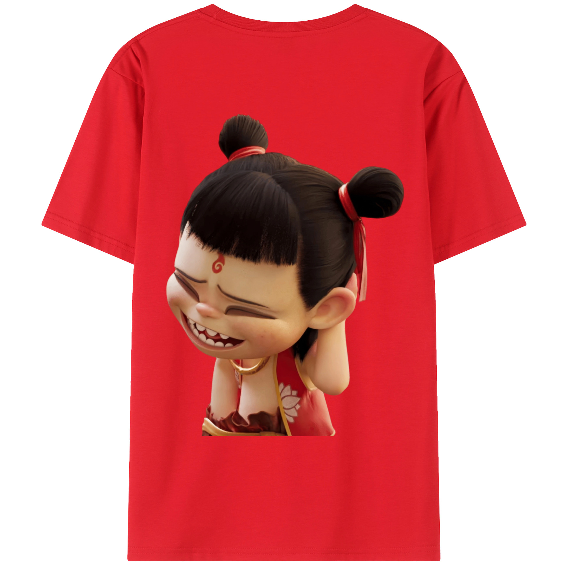 （画像用） Ne Zha 2 ナタ 魔童の大暴れ 綿100％ メンズ半袖Tシャツ（バックプリント） 通気性