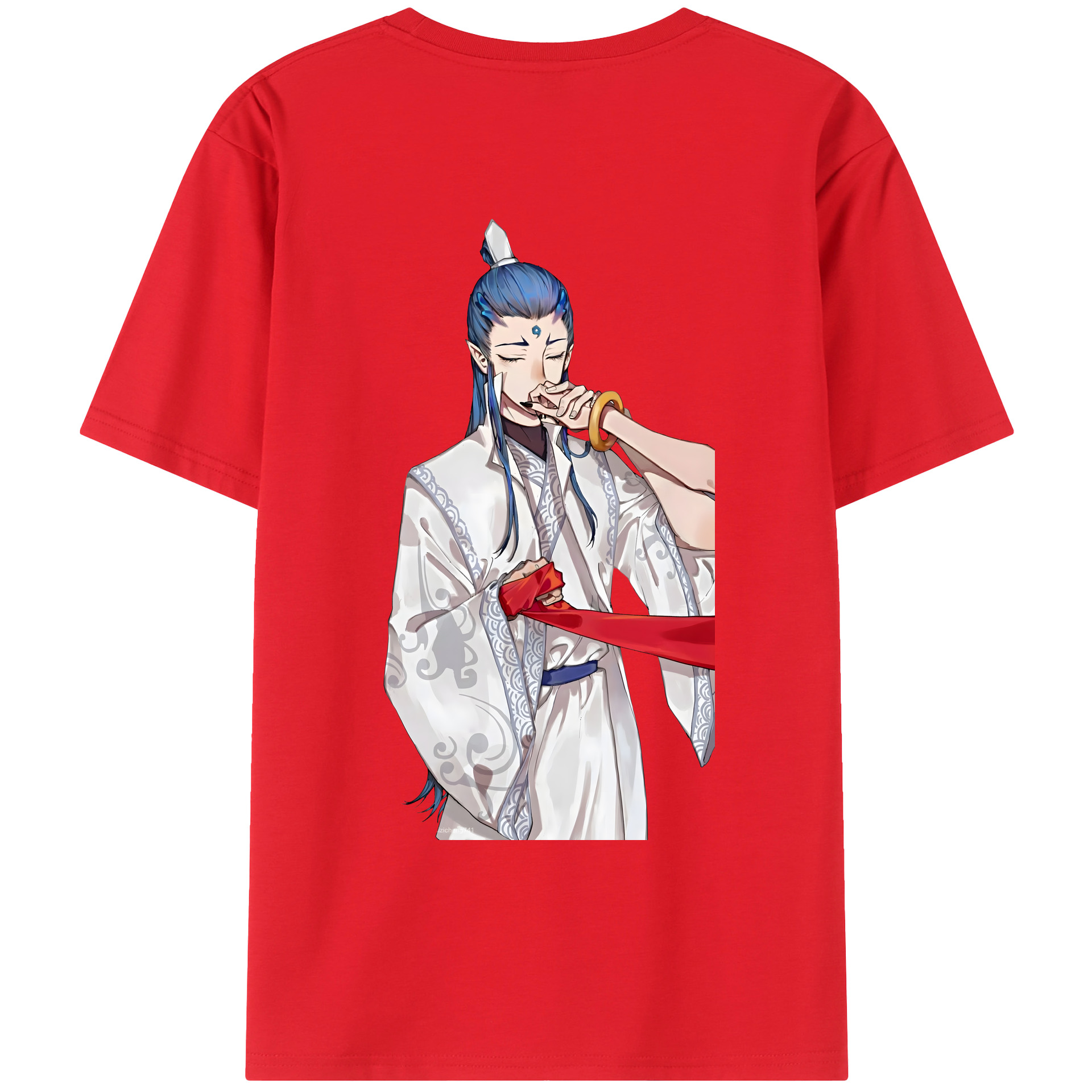 （画像用） Ne Zha 2 ナタ 魔童の大暴れ 綿100％ メンズ半袖Tシャツ（バックプリント） 通気性