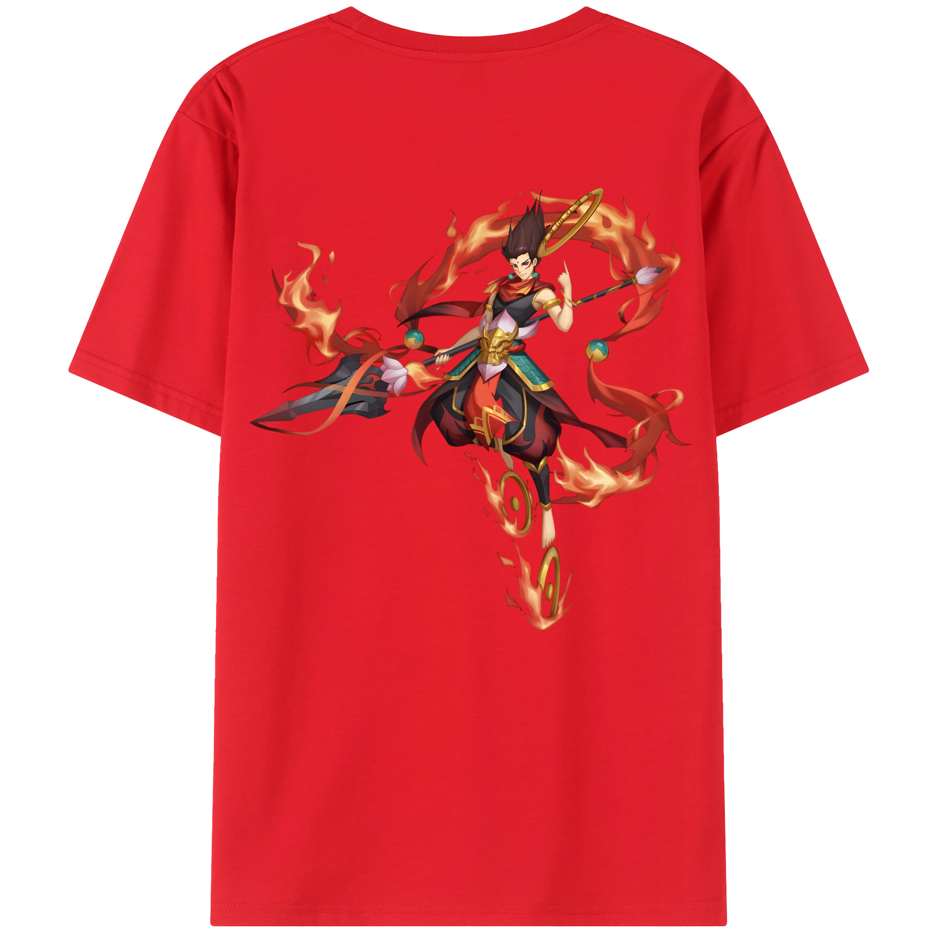 （画像用） Ne Zha 2 ナタ 魔童の大暴れ 綿100％ メンズ半袖Tシャツ（バックプリント） 通気性