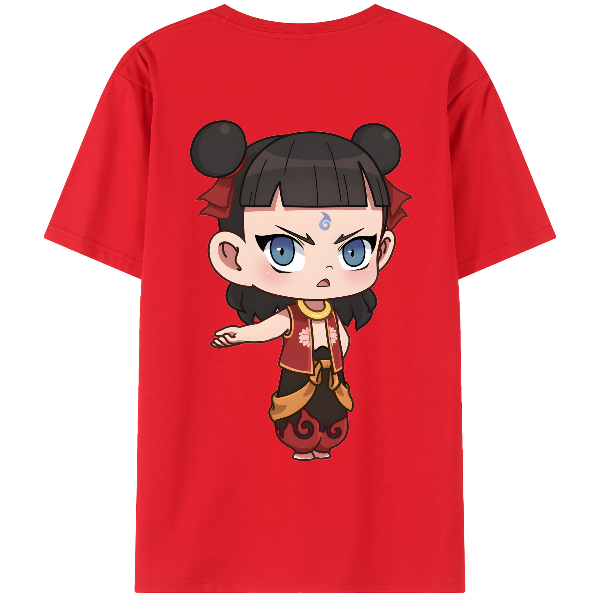 （画像用） Ne Zha 2 ナタ 魔童の大暴れ 綿100％ メンズ半袖Tシャツ（バックプリント） 通気性