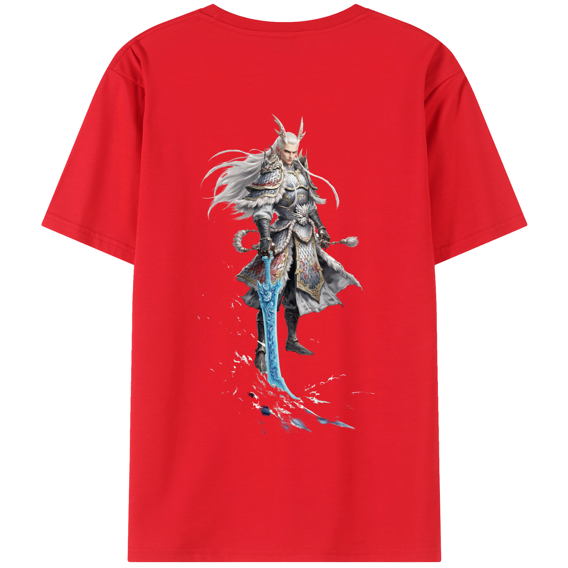 （画像用） Ne Zha 2 ナタ 魔童の大暴れ 綿100％ メンズ半袖Tシャツ（バックプリント） 通気性