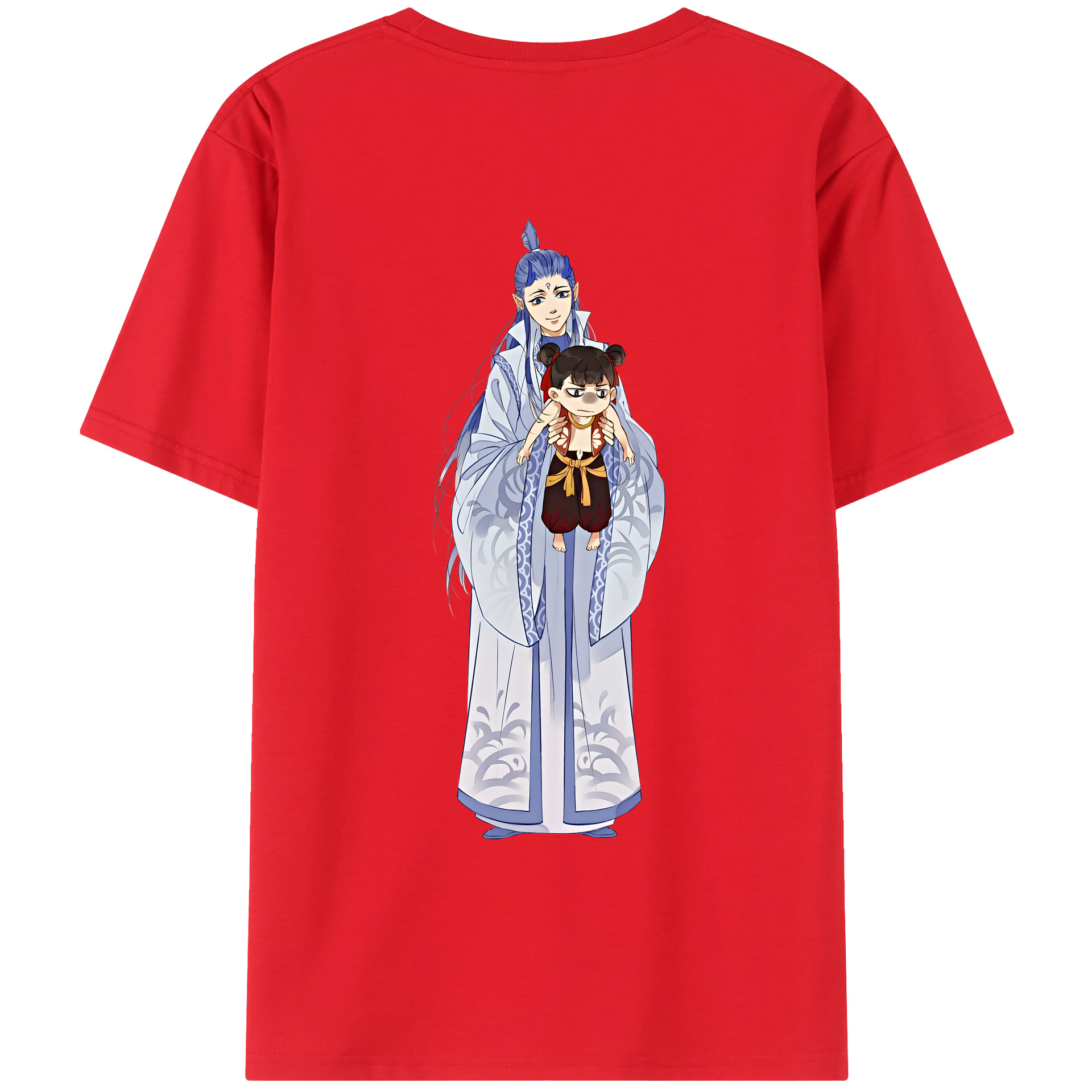 （画像用） Ne Zha 2 ナタ 魔童の大暴れ 綿100％ メンズ半袖Tシャツ（バックプリント） 通気性
