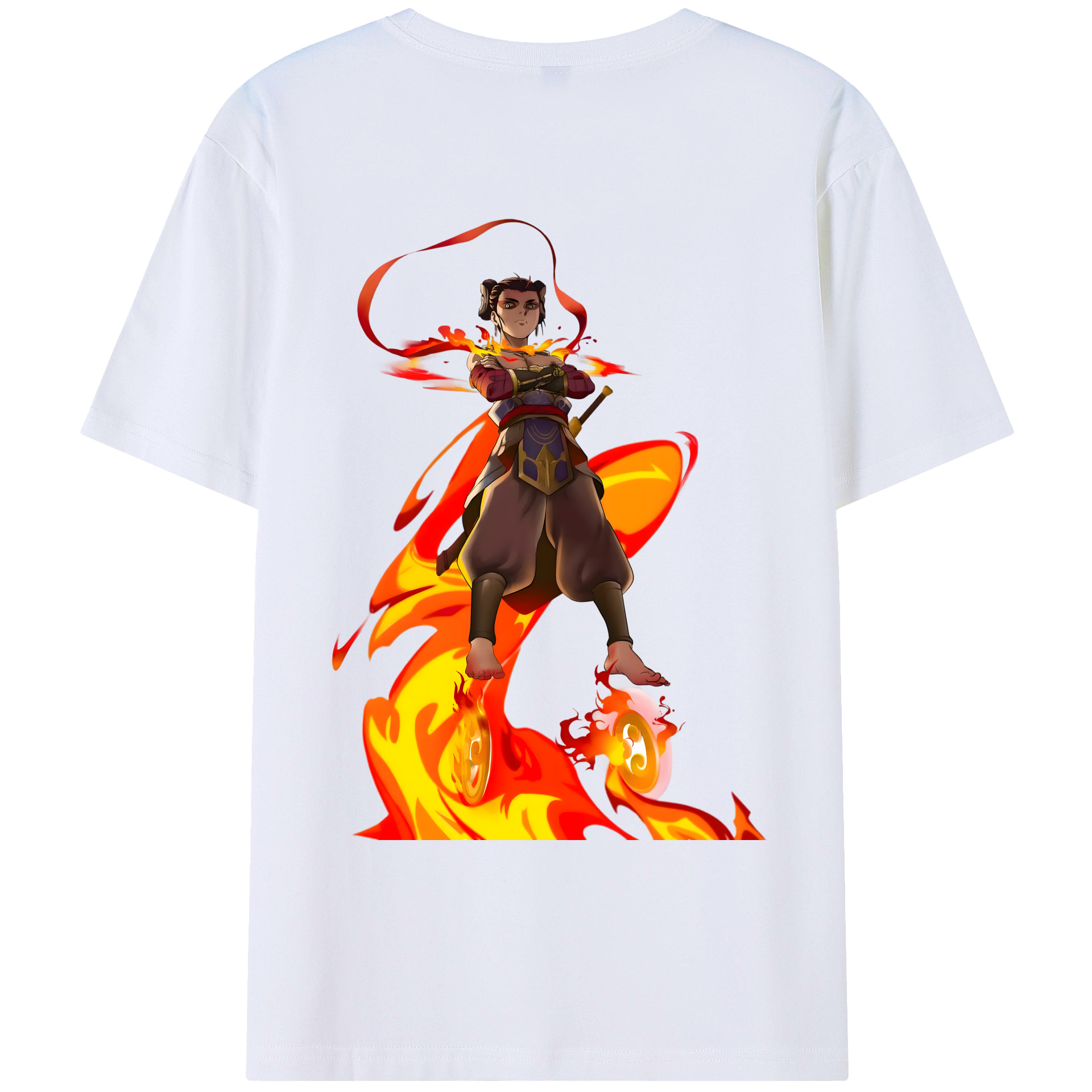 （画像用） Ne Zha 2 ナタ 魔童の大暴れ 綿100％ メンズ半袖Tシャツ（バックプリント） 通気性