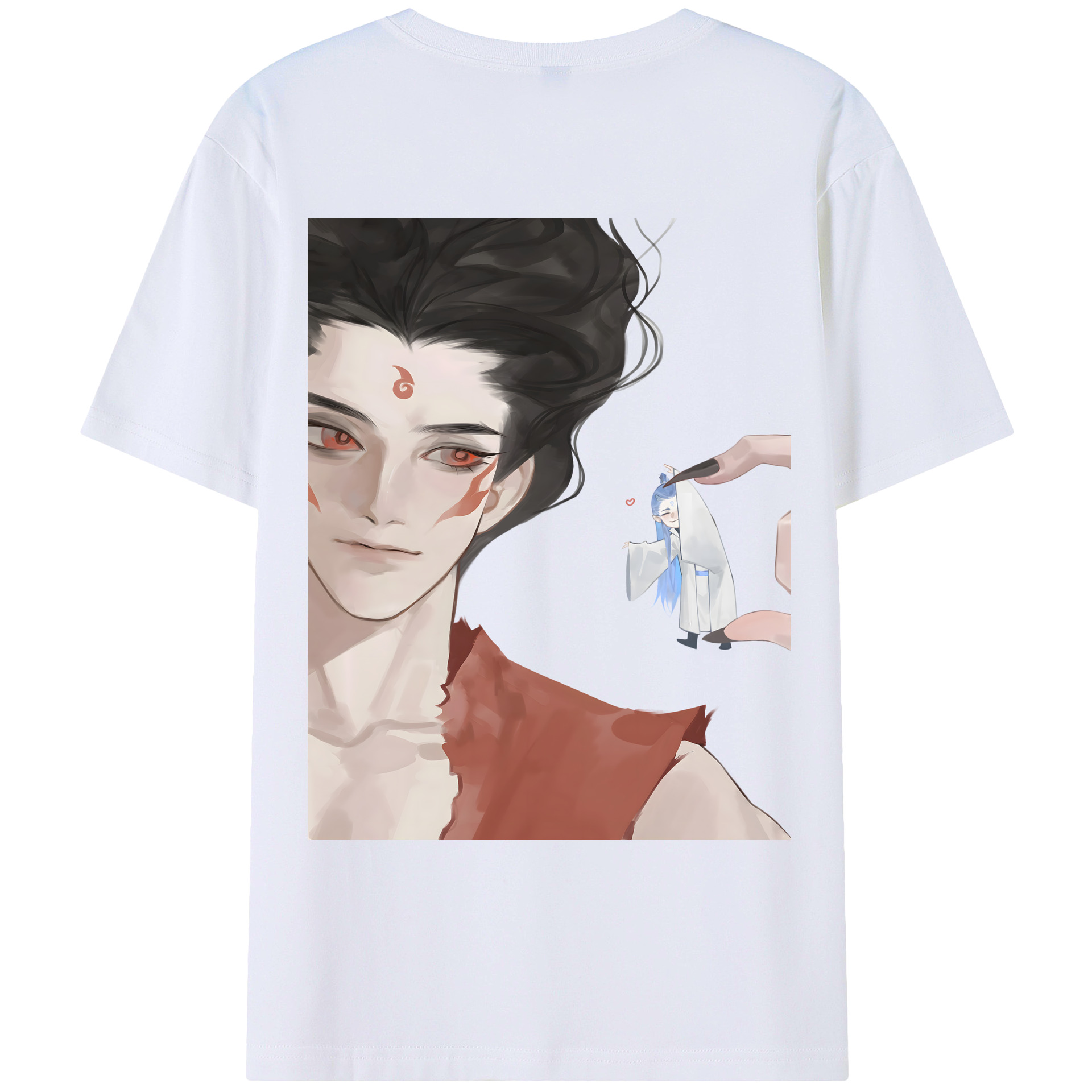 （画像用） Ne Zha 2 ナタ 魔童の大暴れ 綿100％ メンズ半袖Tシャツ（バックプリント） 通気性