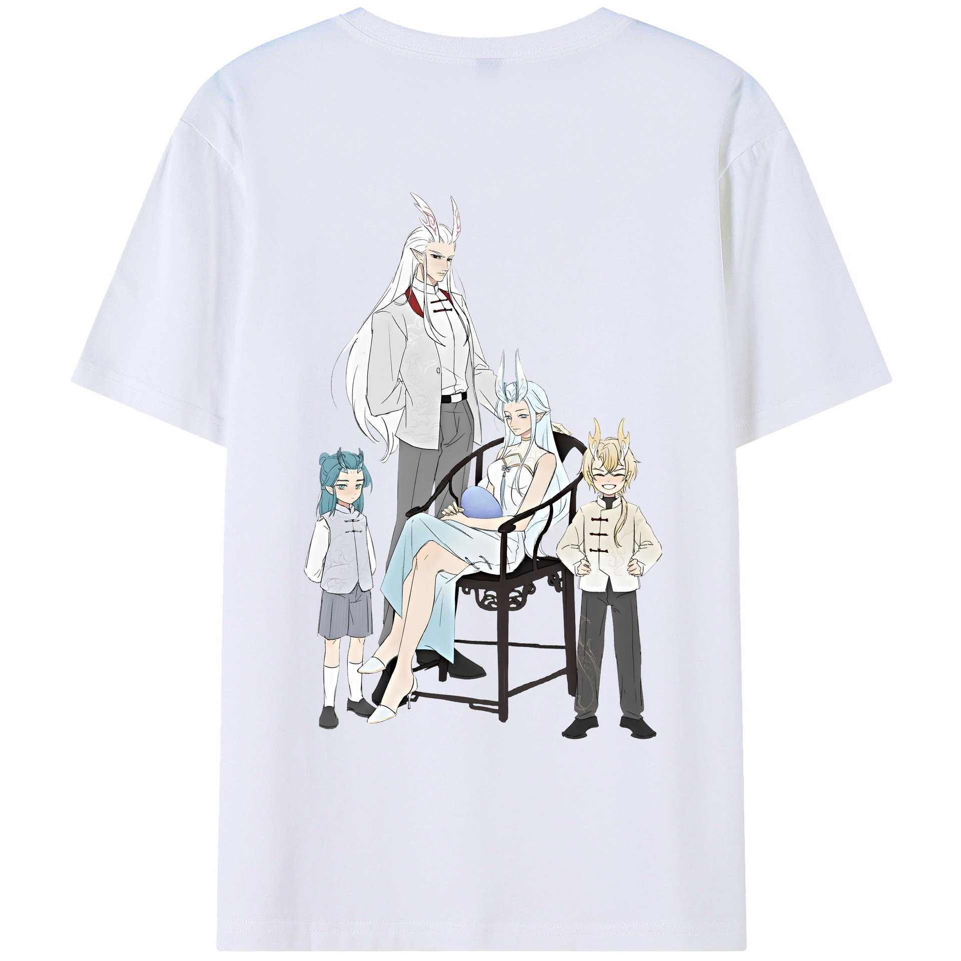 （画像用） Ne Zha 2 ナタ 魔童の大暴れ 綿100％ メンズ半袖Tシャツ（バックプリント） 通気性
