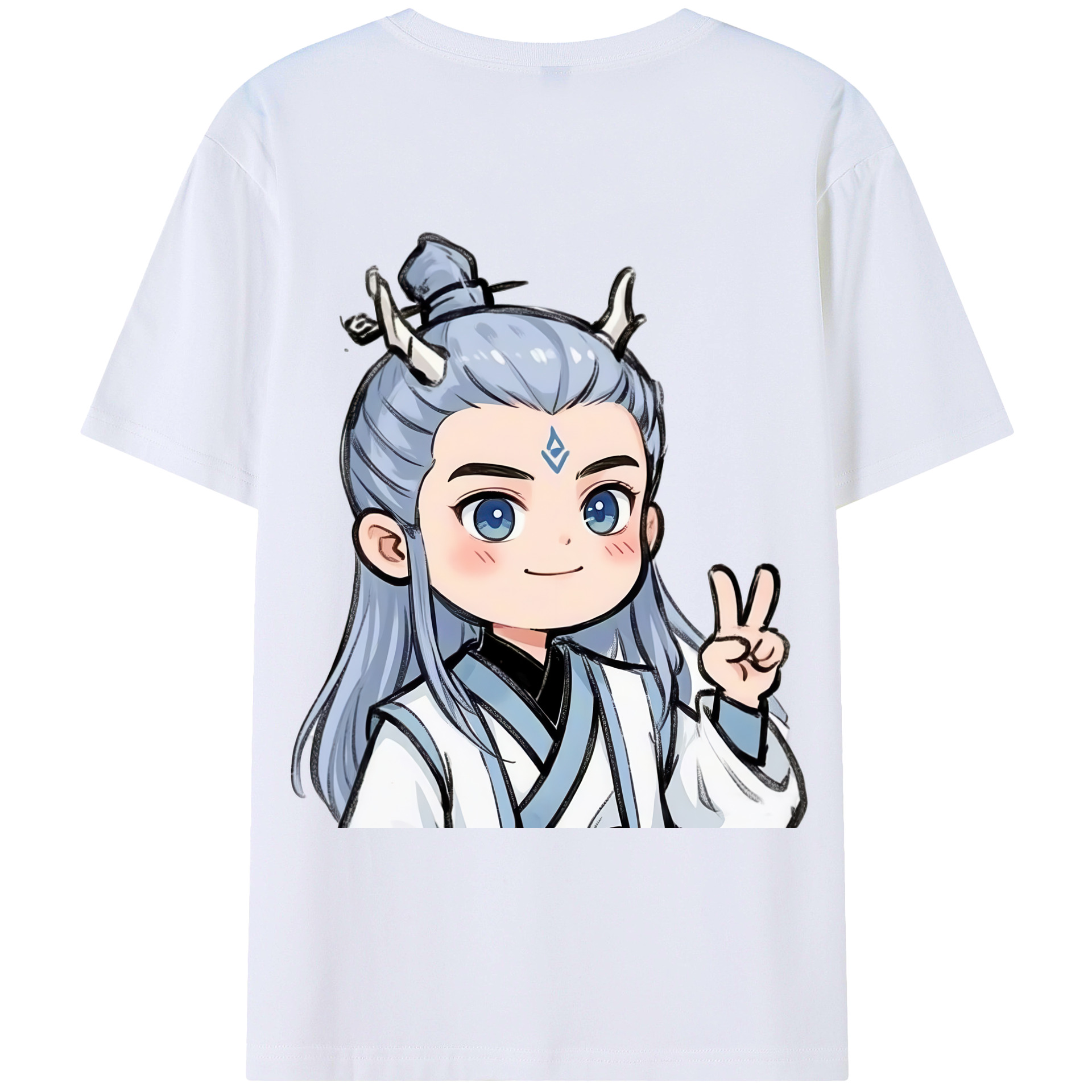 （画像用） Ne Zha 2 ナタ 魔童の大暴れ 綿100％ メンズ半袖Tシャツ（バックプリント） 通気性