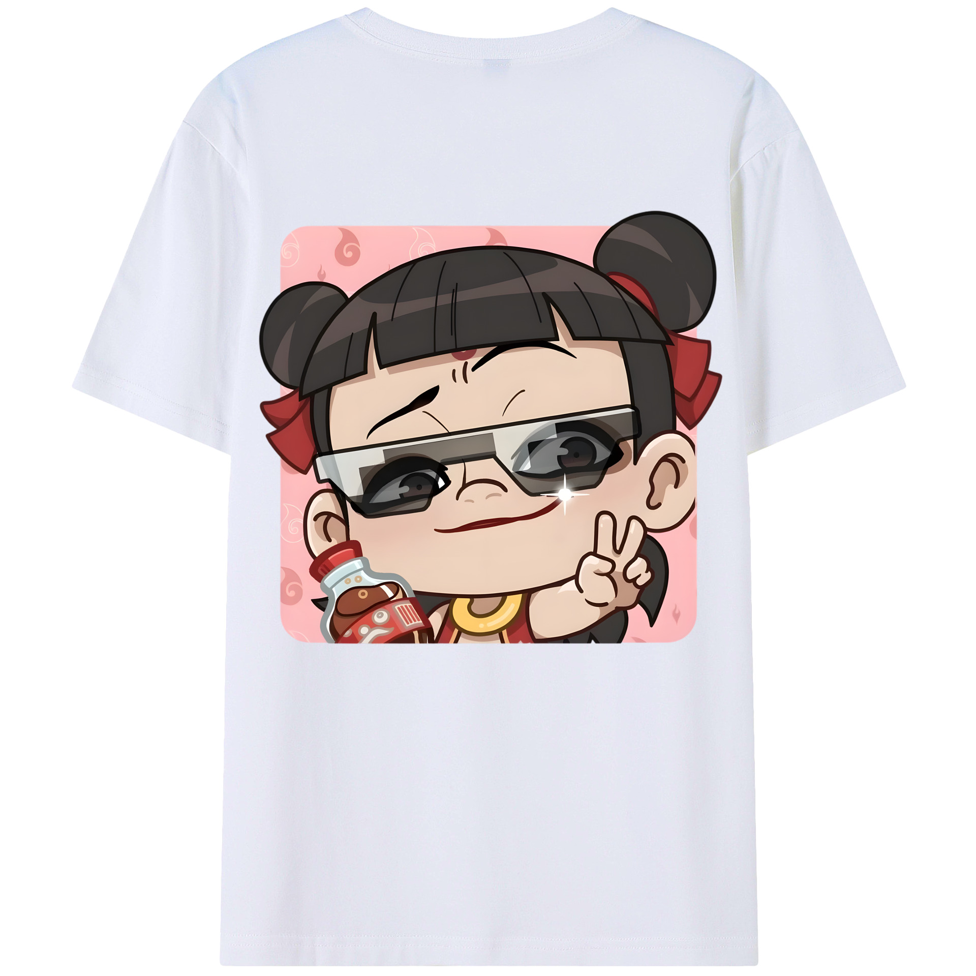 （画像用） Ne Zha 2 ナタ 魔童の大暴れ 綿100％ メンズ半袖Tシャツ（バックプリント） 通気性