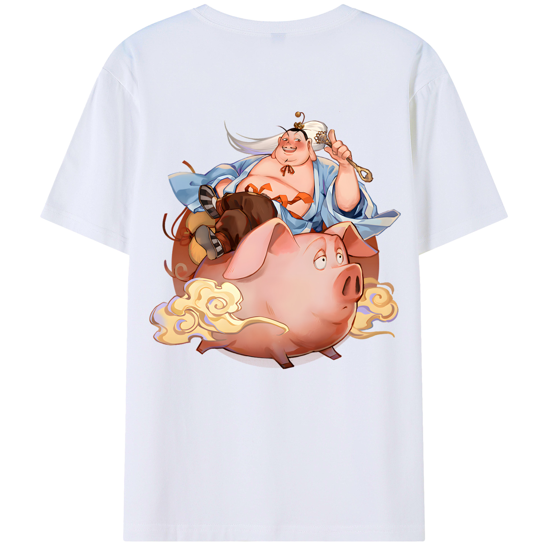 （画像用） Ne Zha 2 ナタ 魔童の大暴れ 綿100％ メンズ半袖Tシャツ（バックプリント） 通気性