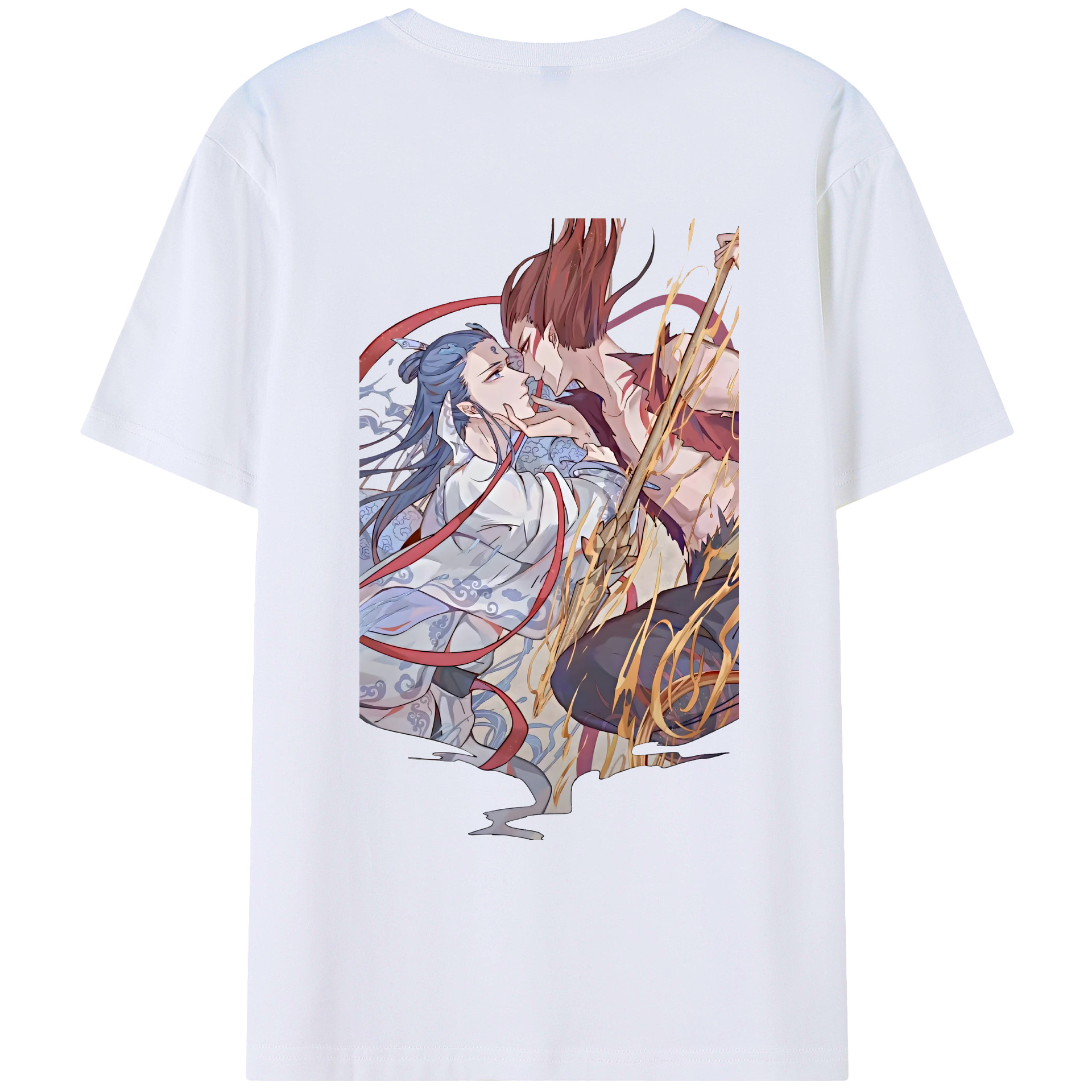 （画像用） Ne Zha 2 ナタ 魔童の大暴れ 綿100％ メンズ半袖Tシャツ（バックプリント） 通気性