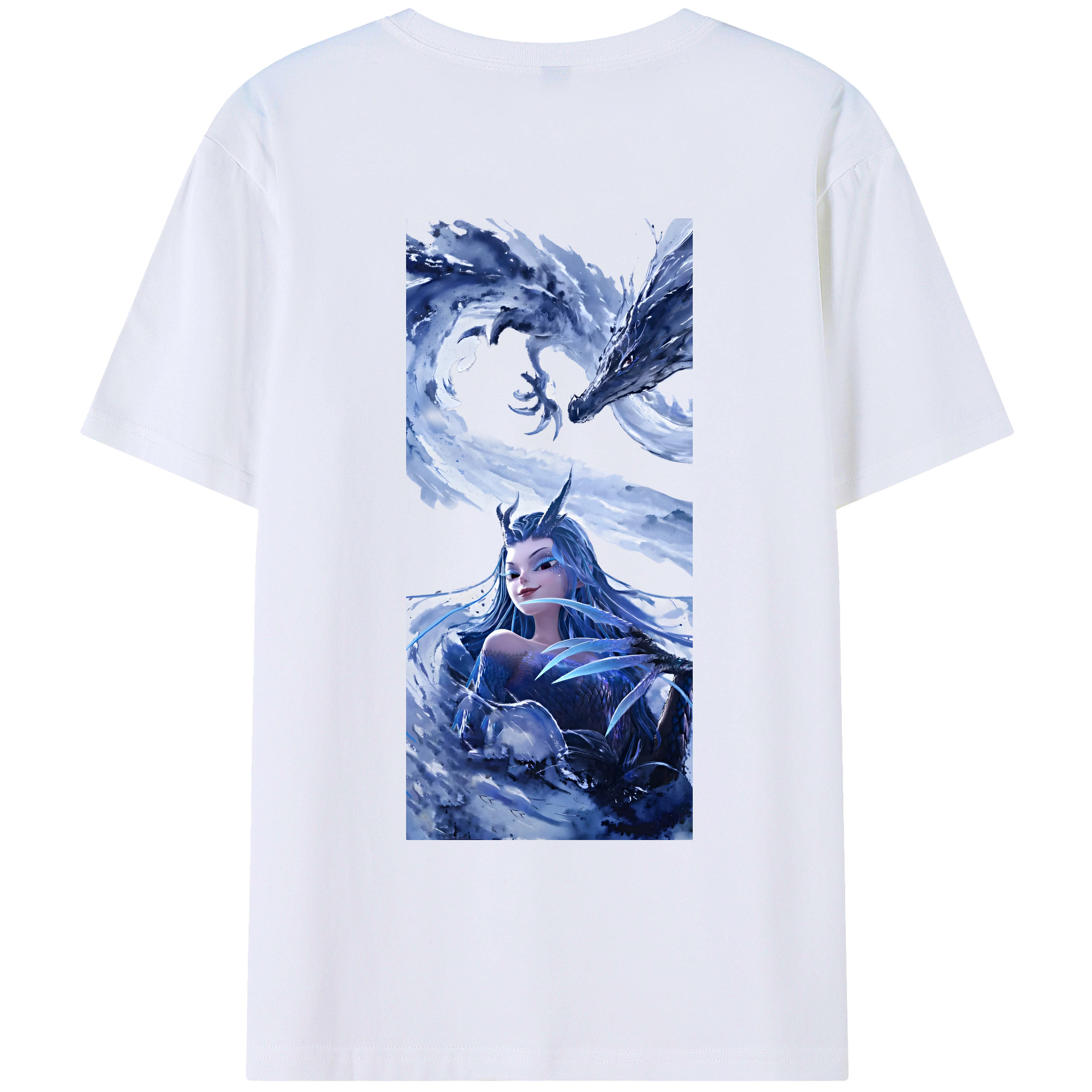 （画像用） Ne Zha 2 ナタ 魔童の大暴れ 綿100％ メンズ半袖Tシャツ（バックプリント） 通気性