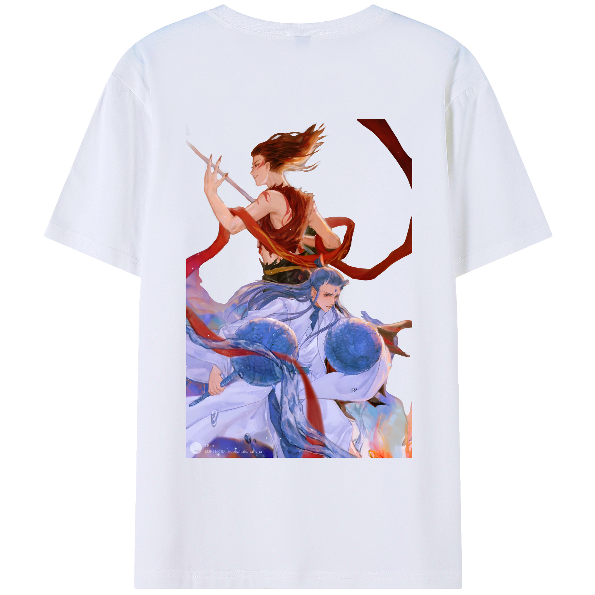 （画像用） Ne Zha 2 ナタ 魔童の大暴れ 綿100％ メンズ半袖Tシャツ（バックプリント） 通気性