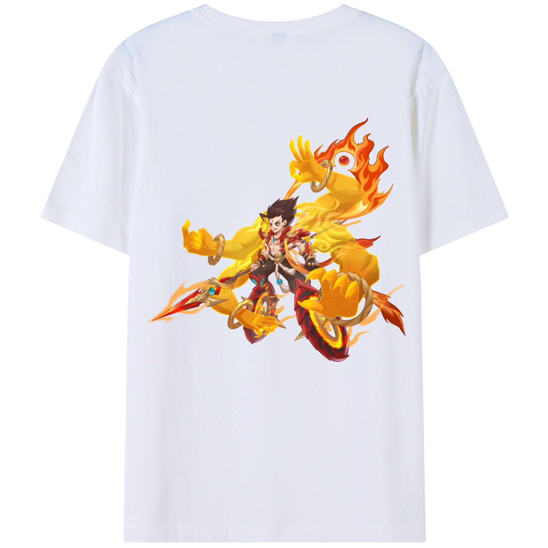 （画像用） Ne Zha 2 ナタ 魔童の大暴れ 綿100％ メンズ半袖Tシャツ（バックプリント） 通気性