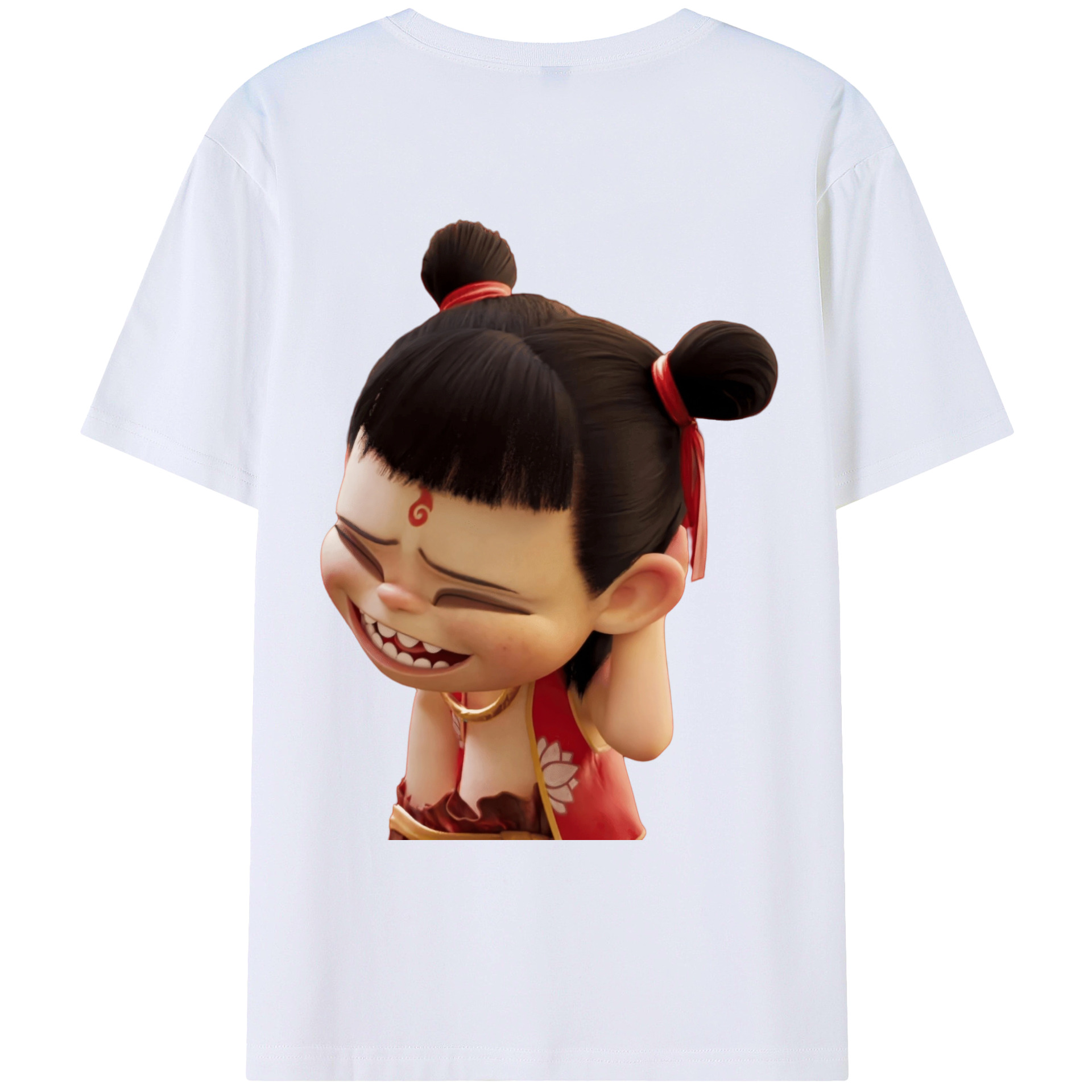 （画像用） Ne Zha 2 ナタ 魔童の大暴れ 綿100％ メンズ半袖Tシャツ（バックプリント） 通気性