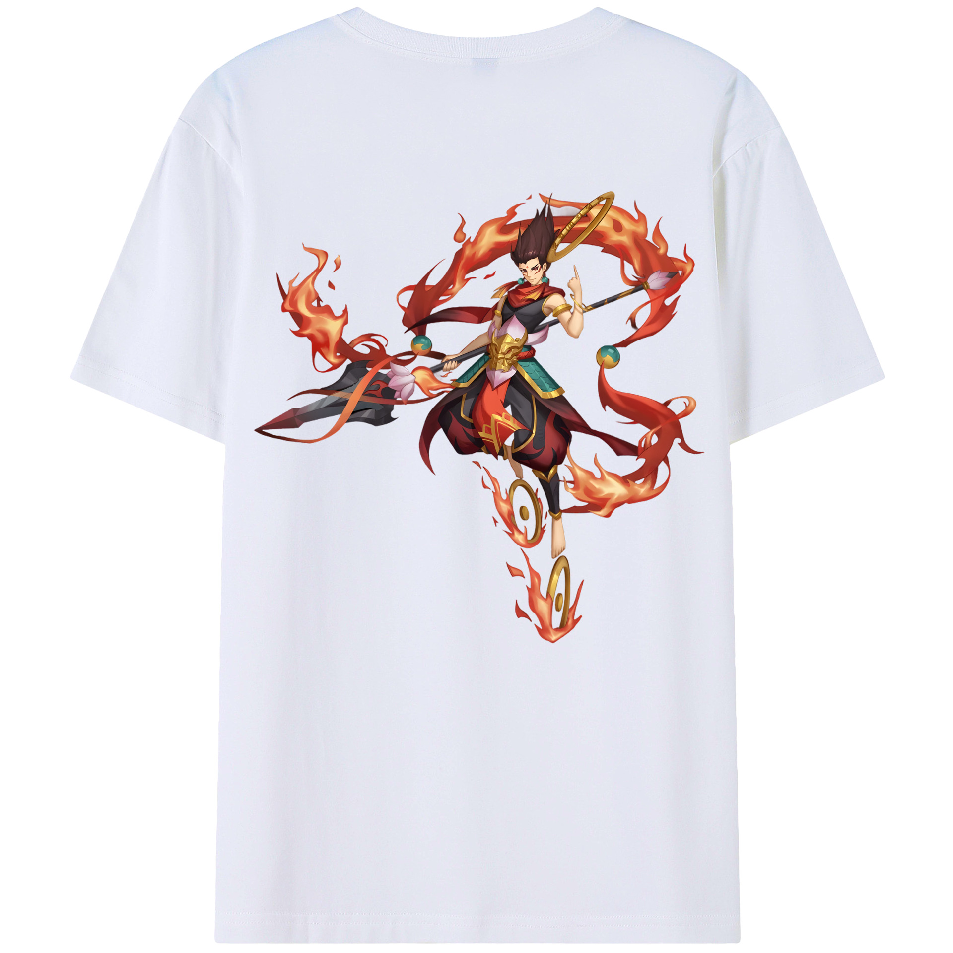 （画像用） Ne Zha 2 ナタ 魔童の大暴れ 綿100％ メンズ半袖Tシャツ（バックプリント） 通気性