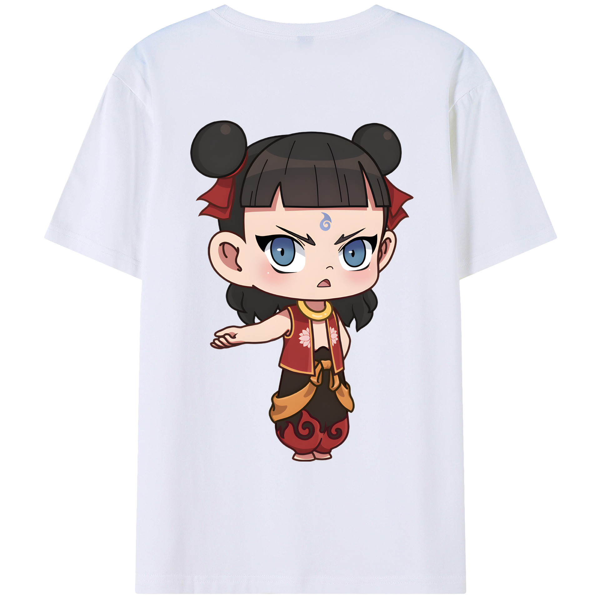 （画像用） Ne Zha 2 ナタ 魔童の大暴れ 綿100％ メンズ半袖Tシャツ（バックプリント） 通気性