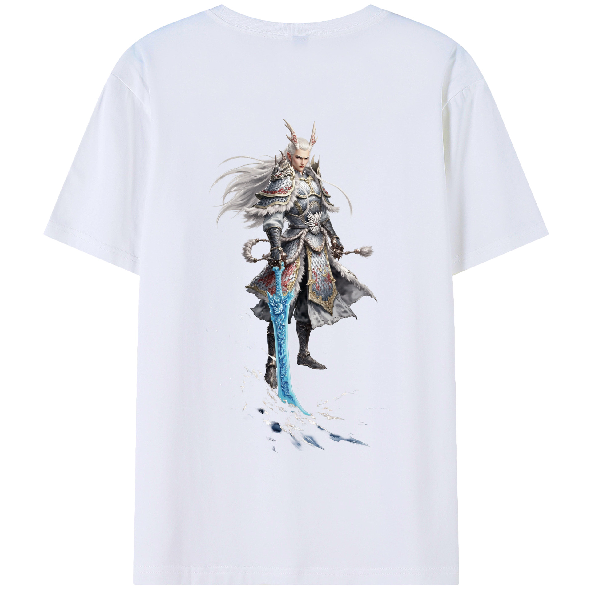 （画像用） Ne Zha 2 ナタ 魔童の大暴れ 綿100％ メンズ半袖Tシャツ（バックプリント） 通気性