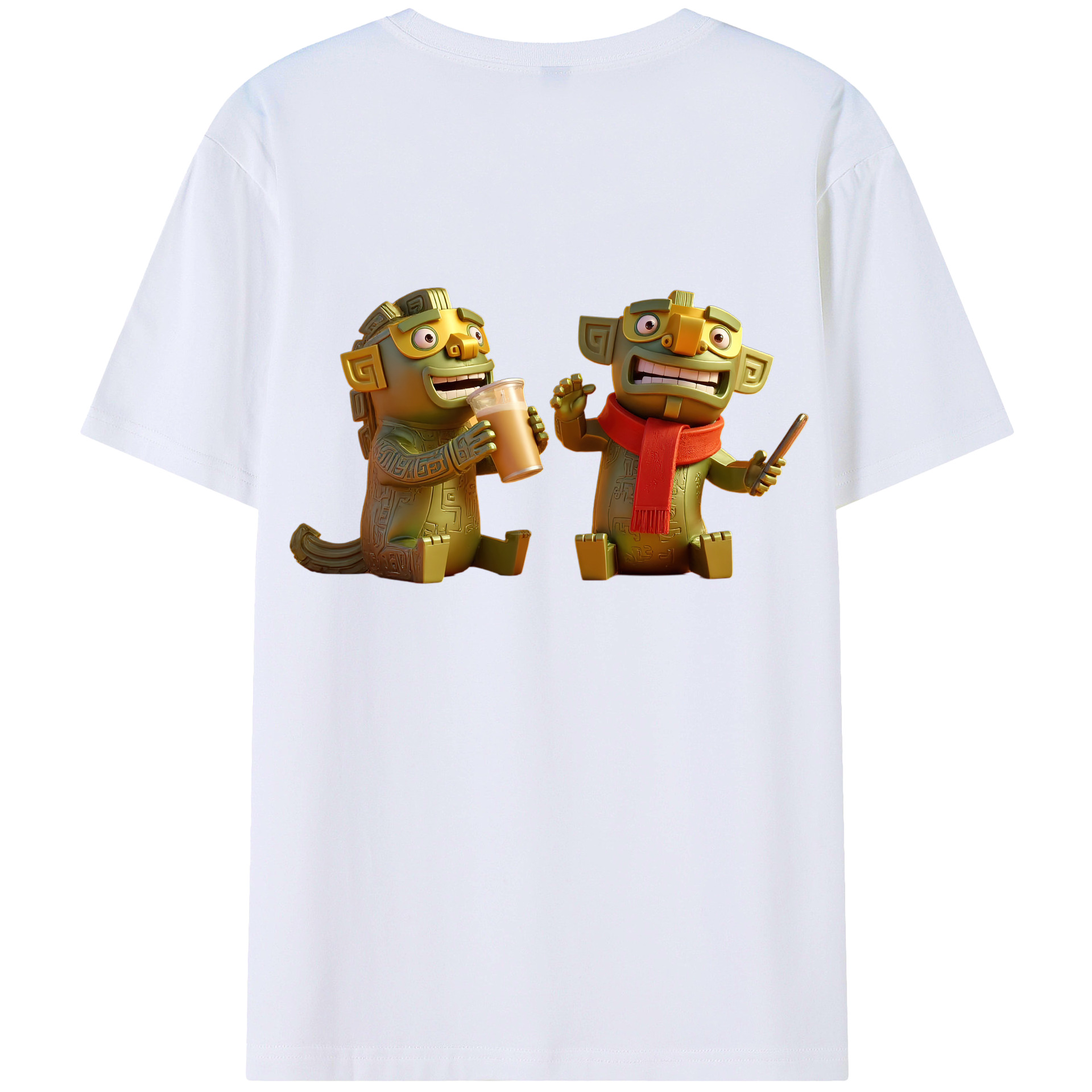 （画像用） Ne Zha 2 ナタ 魔童の大暴れ 綿100％ メンズ半袖Tシャツ（バックプリント） 通気性