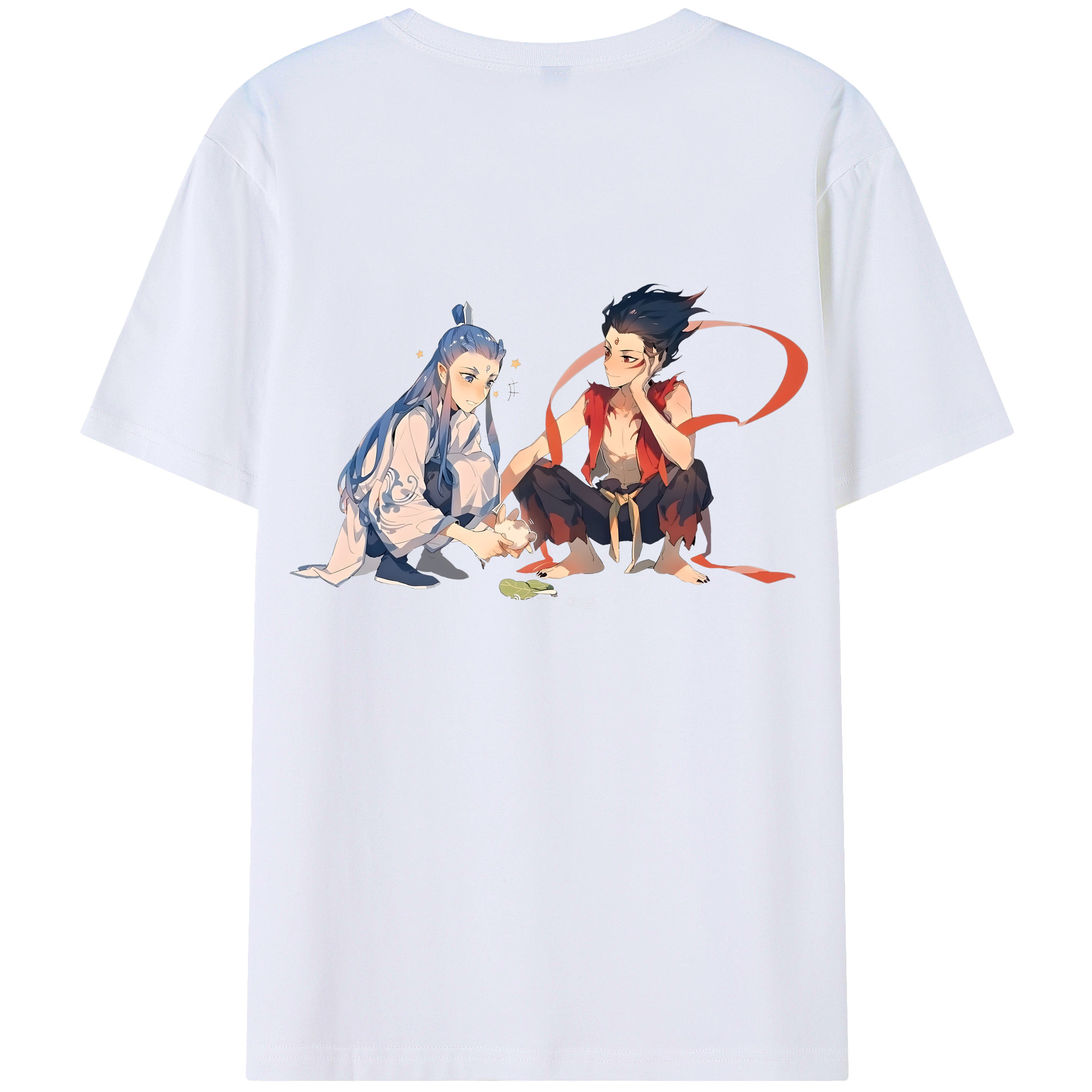 （画像用） Ne Zha 2 ナタ 魔童の大暴れ 綿100％ メンズ半袖Tシャツ（バックプリント） 通気性