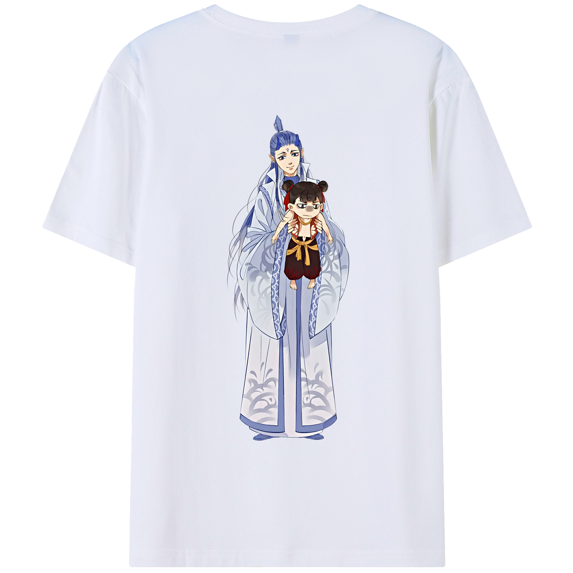 （画像用） Ne Zha 2 ナタ 魔童の大暴れ 綿100％ メンズ半袖Tシャツ（バックプリント） 通気性