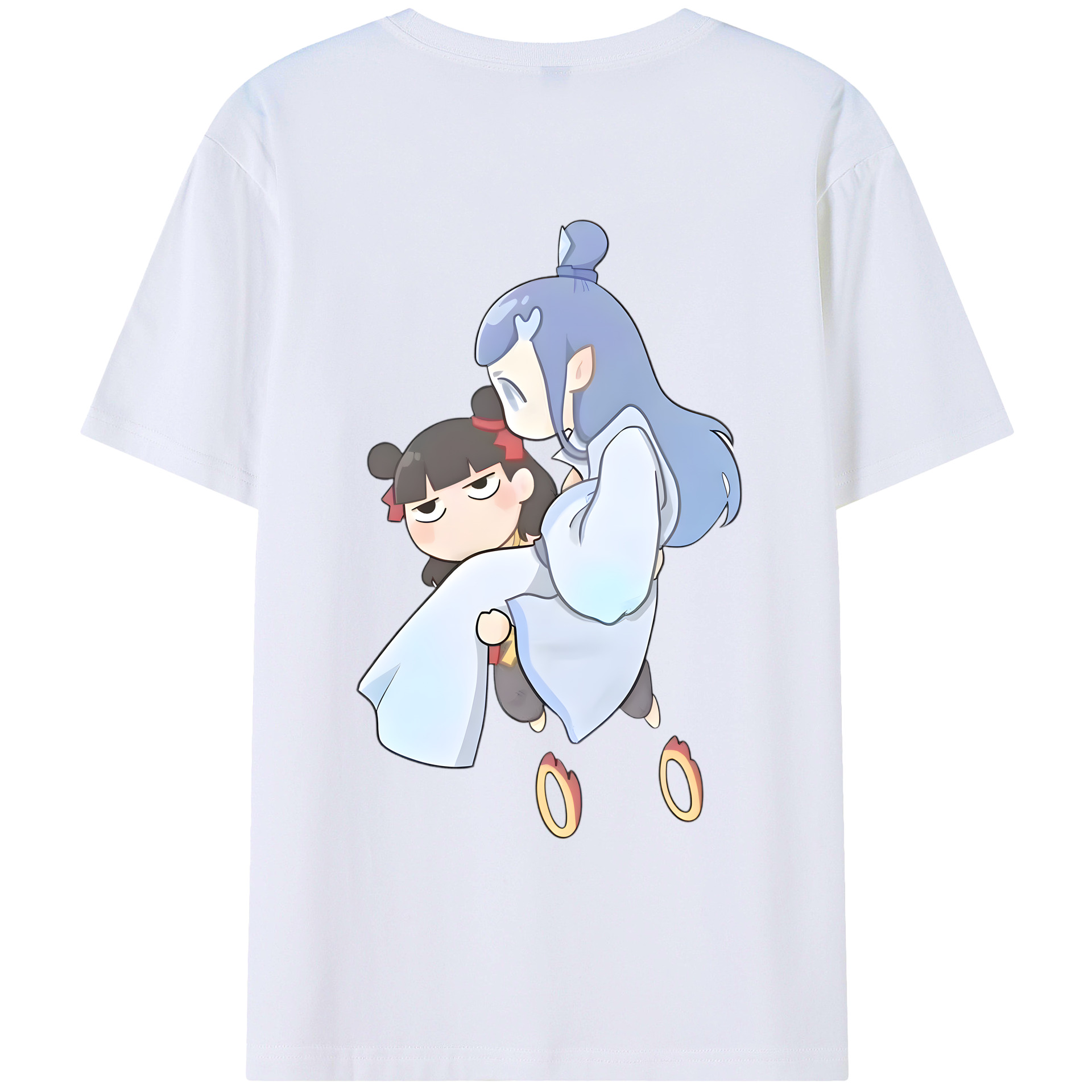 （画像用） Ne Zha 2 ナタ 魔童の大暴れ 綿100％ メンズ半袖Tシャツ（バックプリント） 通気性