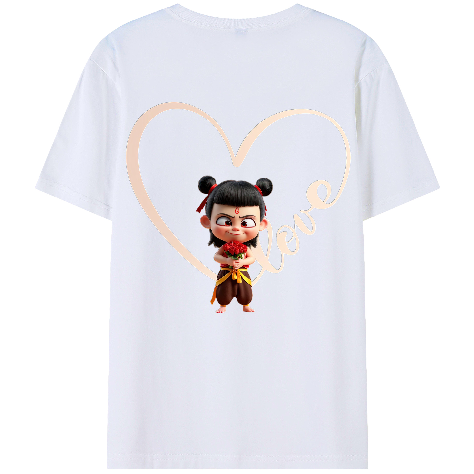 （画像用） Ne Zha 2 ナタ 魔童の大暴れ 綿100％ メンズ半袖Tシャツ（バックプリント） 通気性