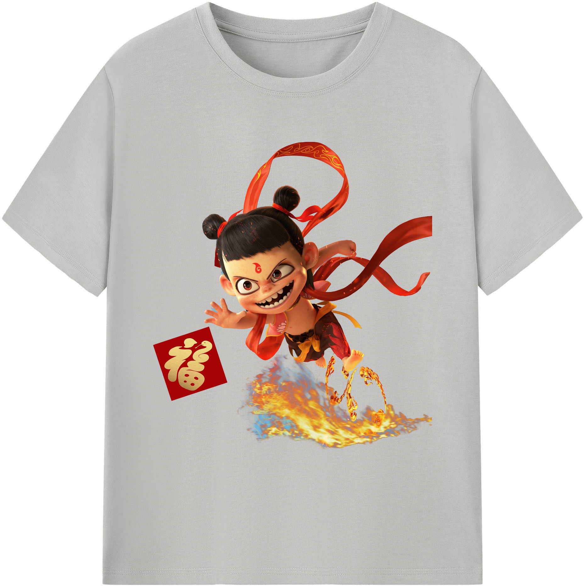 （画像用） Ne Zha 2 ナタ 魔童の大暴れ 綿100％ メンズ半袖Tシャツ｜肌触りやわらか＆通気性