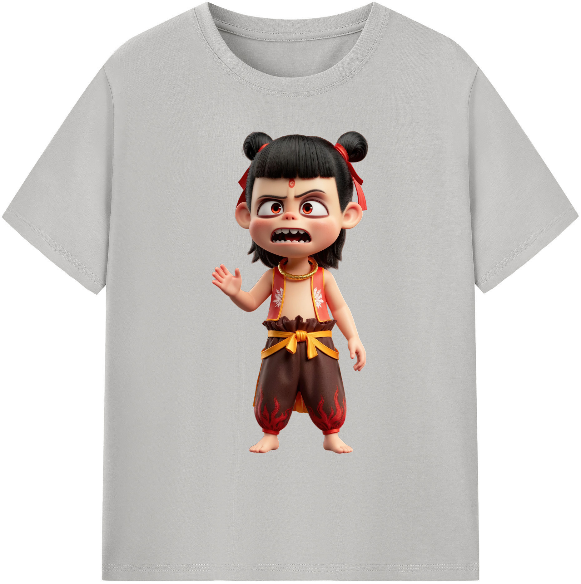 （画像用） Ne Zha 2 ナタ 魔童の大暴れ 綿100％ メンズ半袖Tシャツ｜肌触りやわらか＆通気性