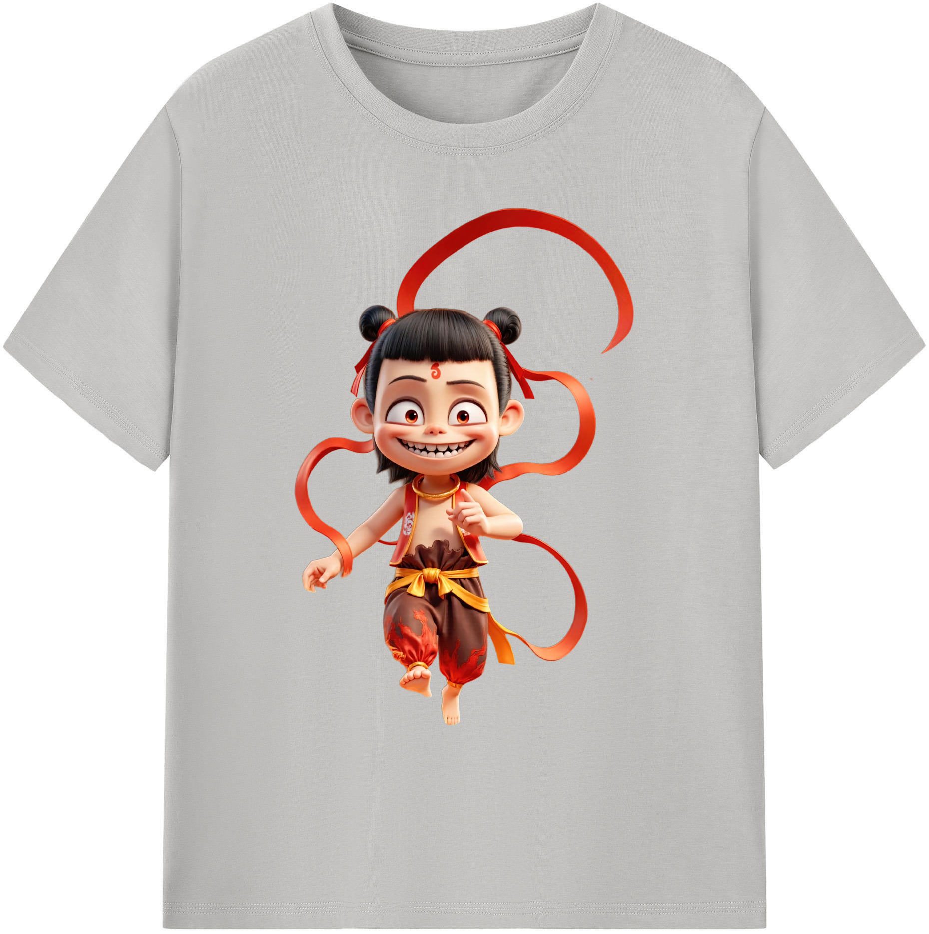 （画像用） Ne Zha 2 ナタ 魔童の大暴れ 綿100％ メンズ半袖Tシャツ｜肌触りやわらか＆通気性